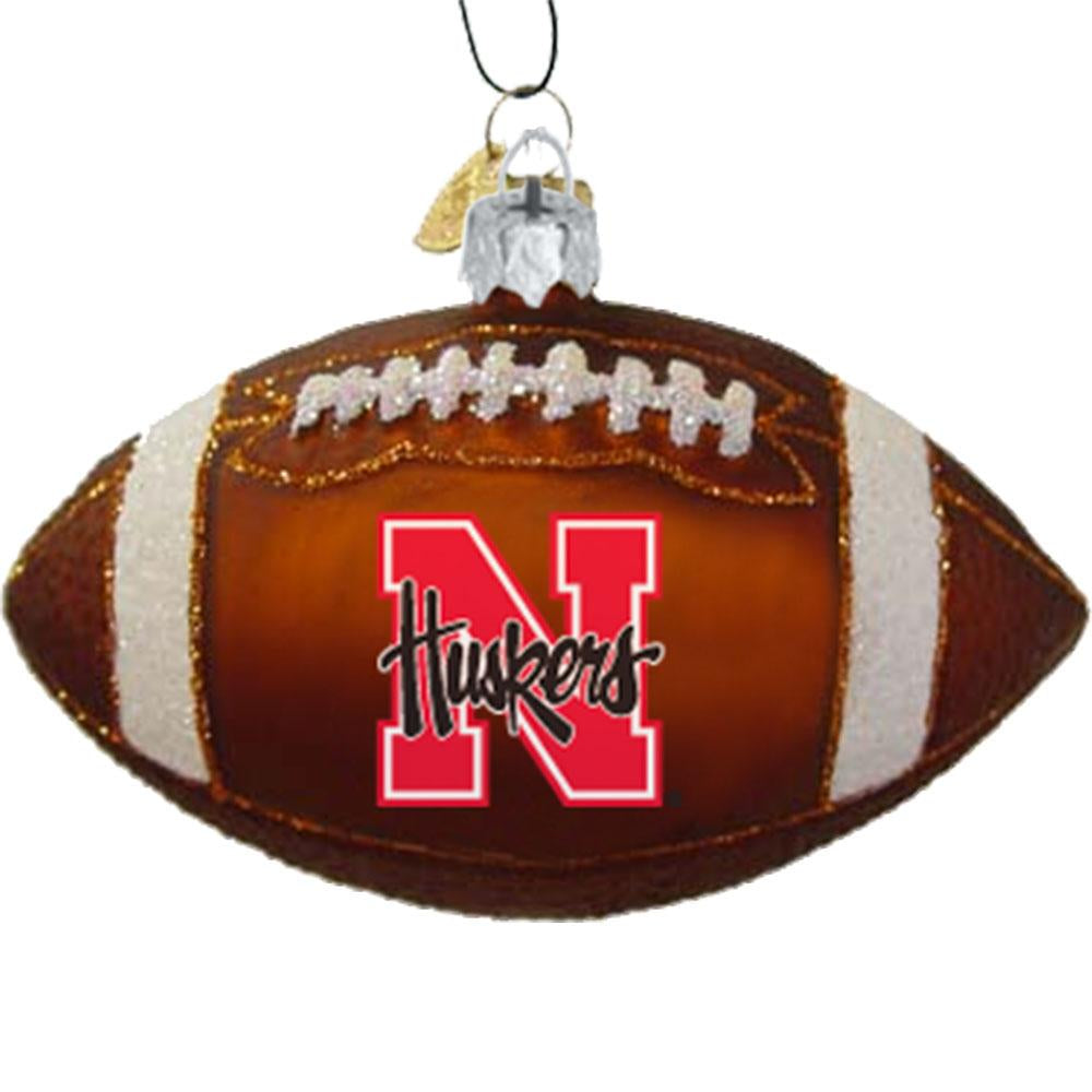 Blown Glass Football Ornament | Nebraska University