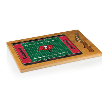 Tampa Bay Buccaneers - Football Field - Icon Glass Top Cutting Board & Knife Set, (Parawood & Bamboo)