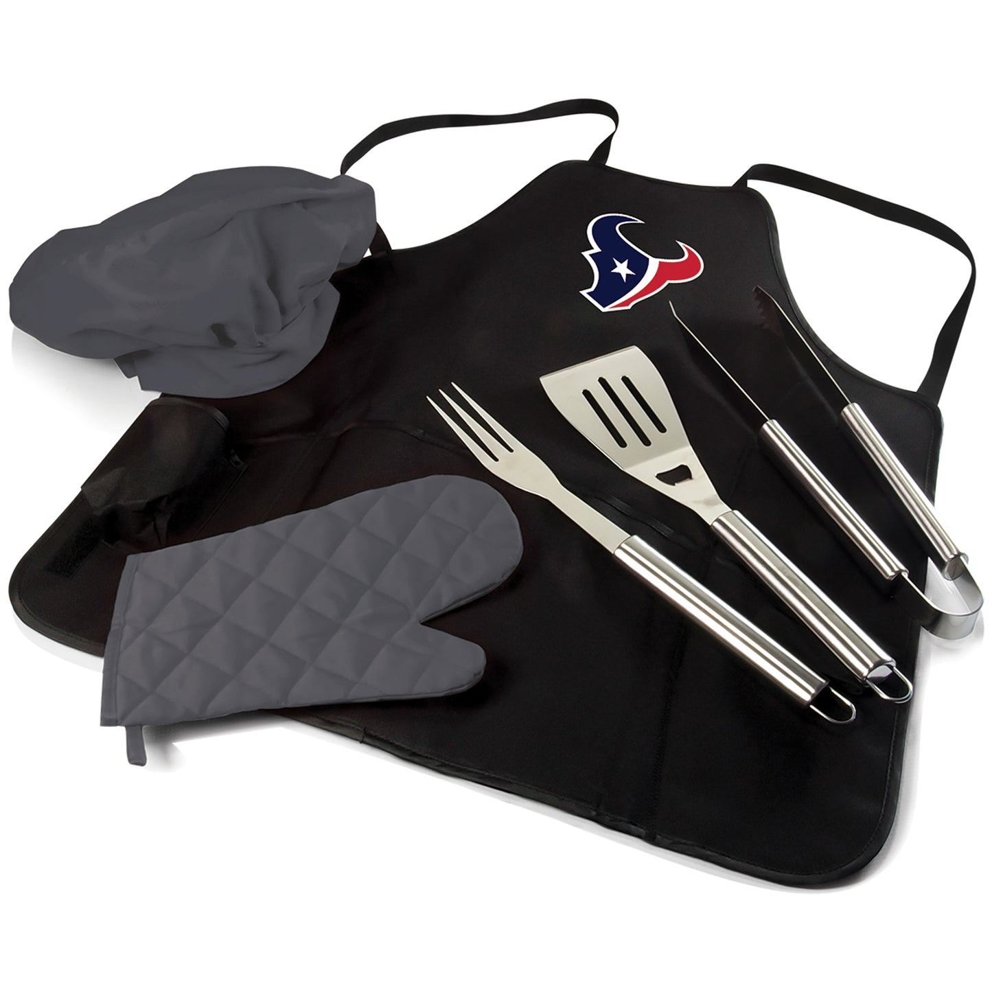 Houston Texans - BBQ Apron Tote Pro Grill Set, (Black with Gray Accents)