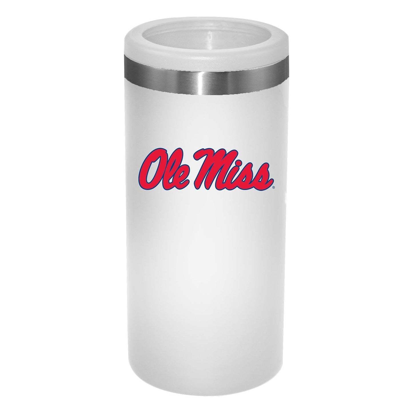 12oz White Slim Can Holder | Mississippi Ole Miss