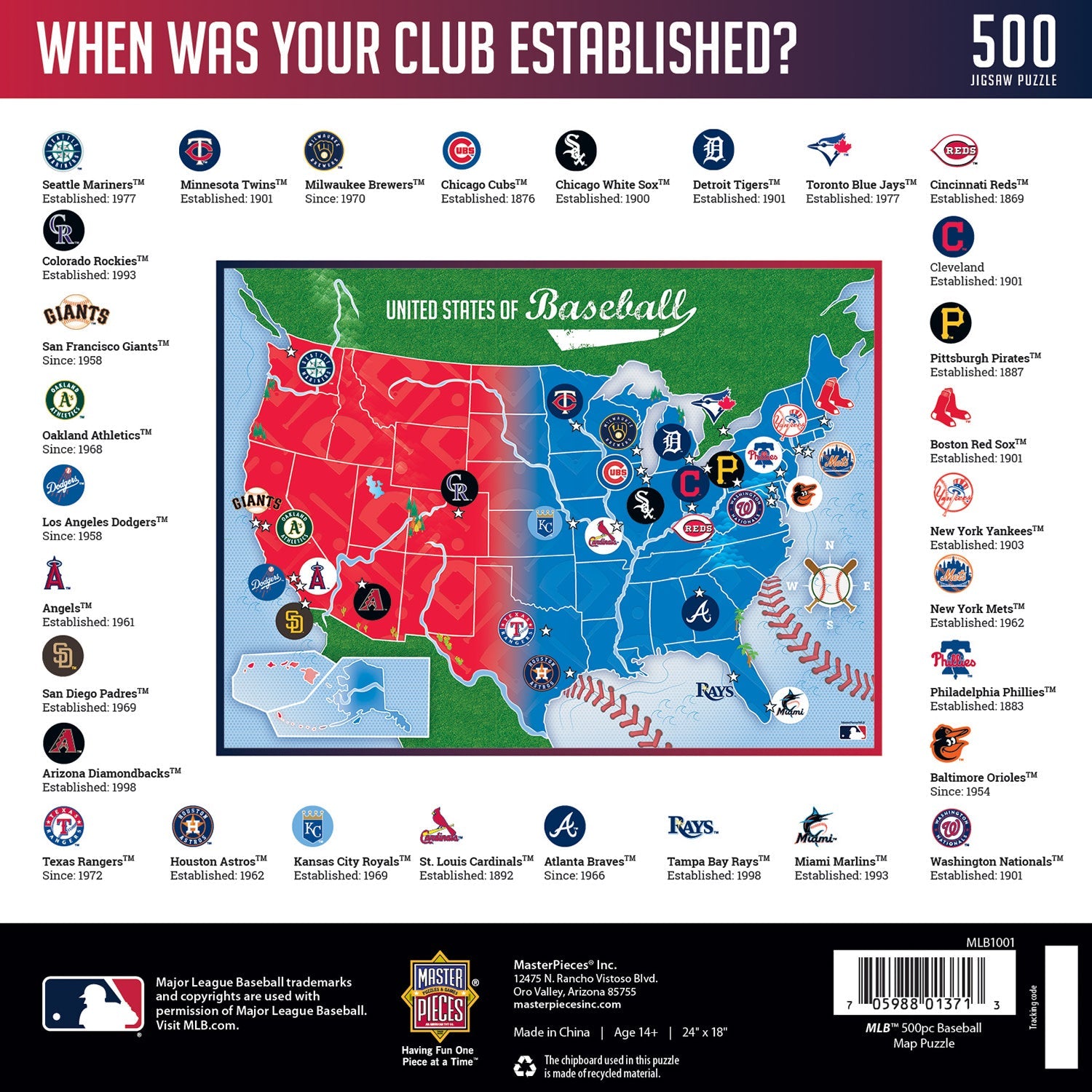 125th ANNIVERSARY USA BASEBALL MAP パズル 125th ANNIVERSARY USA