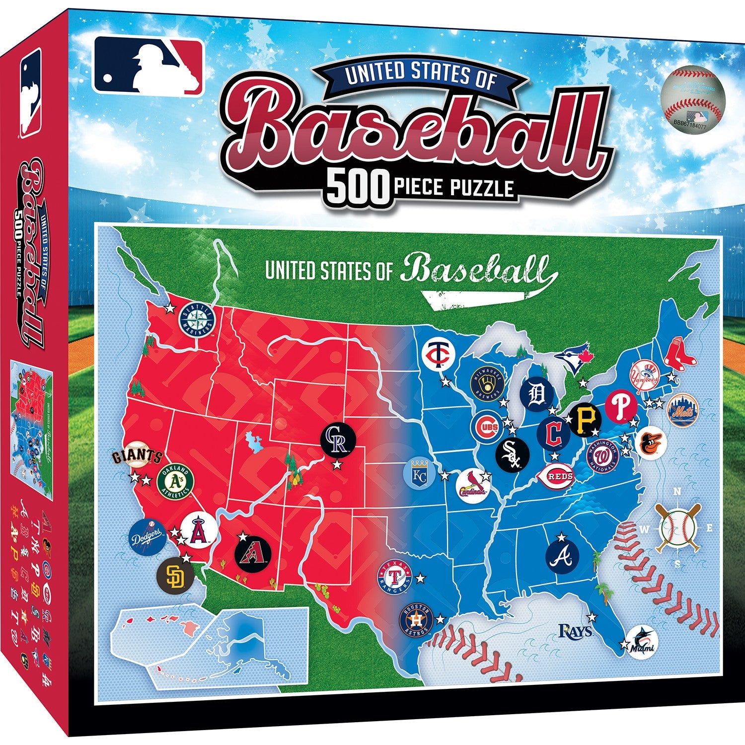125th ANNIVERSARY　USA BASEBALL MAP パズル MLB - League Map 500 Piece Jigsaw Puzzle – GAMEDAY PRODUCTS