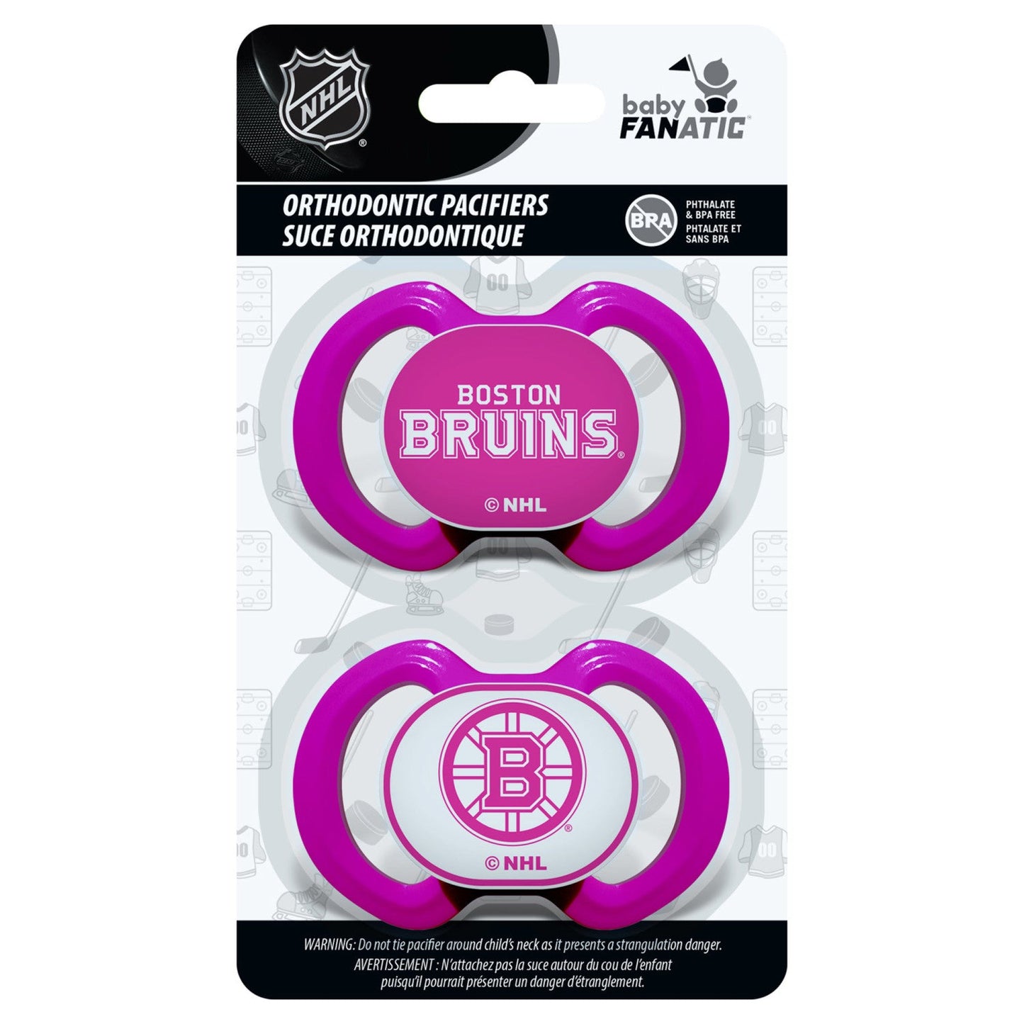 Boston Bruins - Pink Pacifier 2-Pack