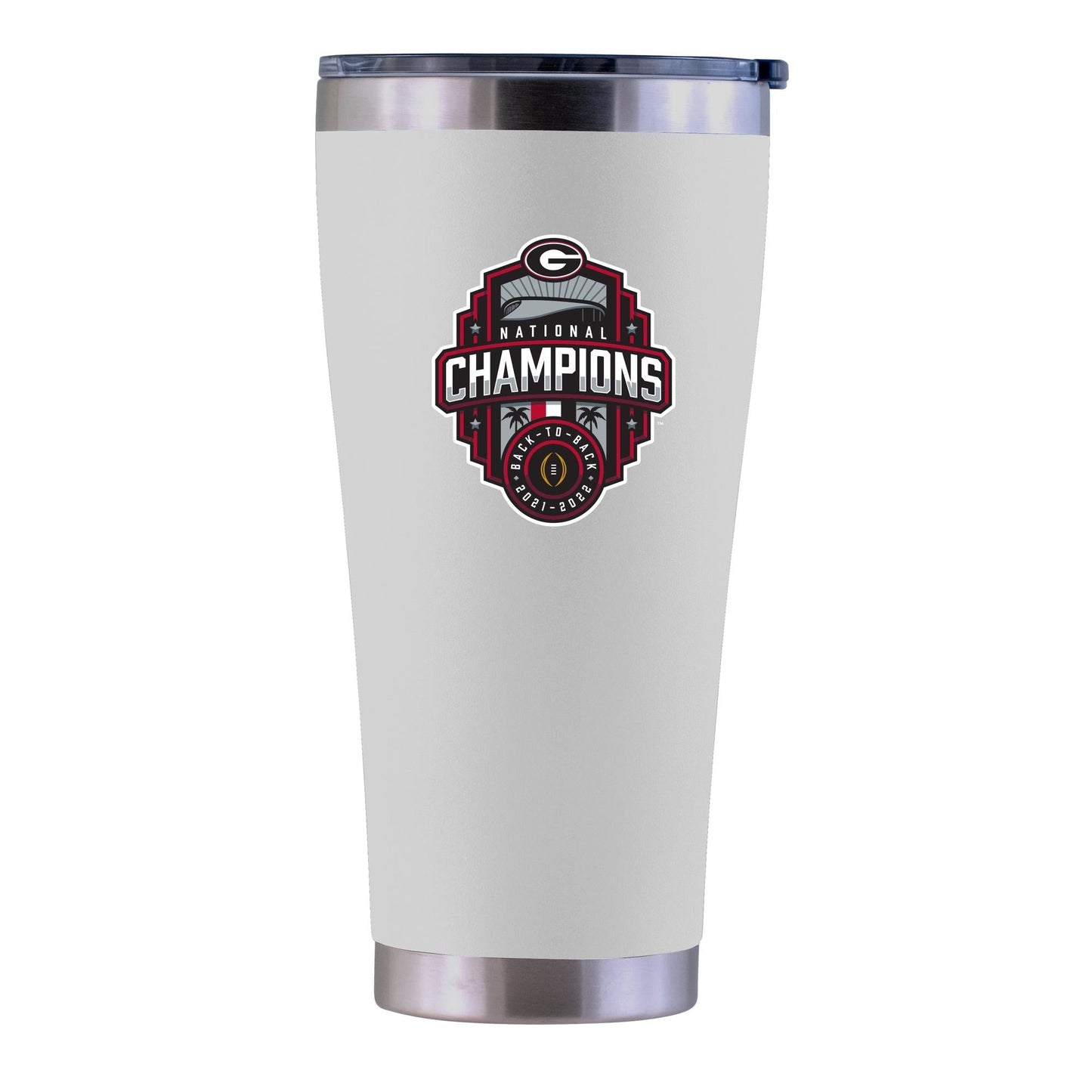 30oz White Direct Print Stainless Steel Tumbler | 2022 National Champion Georgia Bulldogs