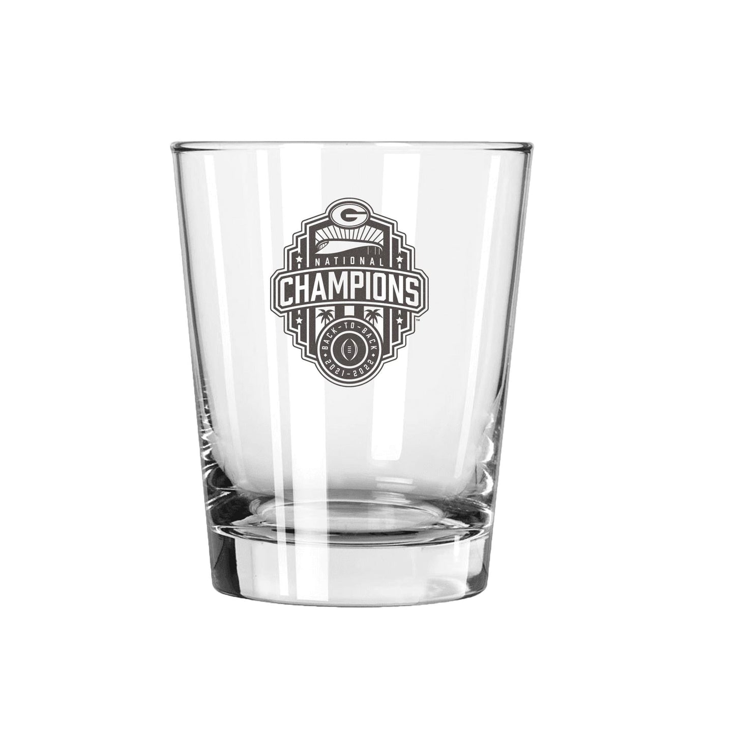 15oz Etched Double Old Fashioned Glass | 2022 National Champion Georgia Bulldogs
