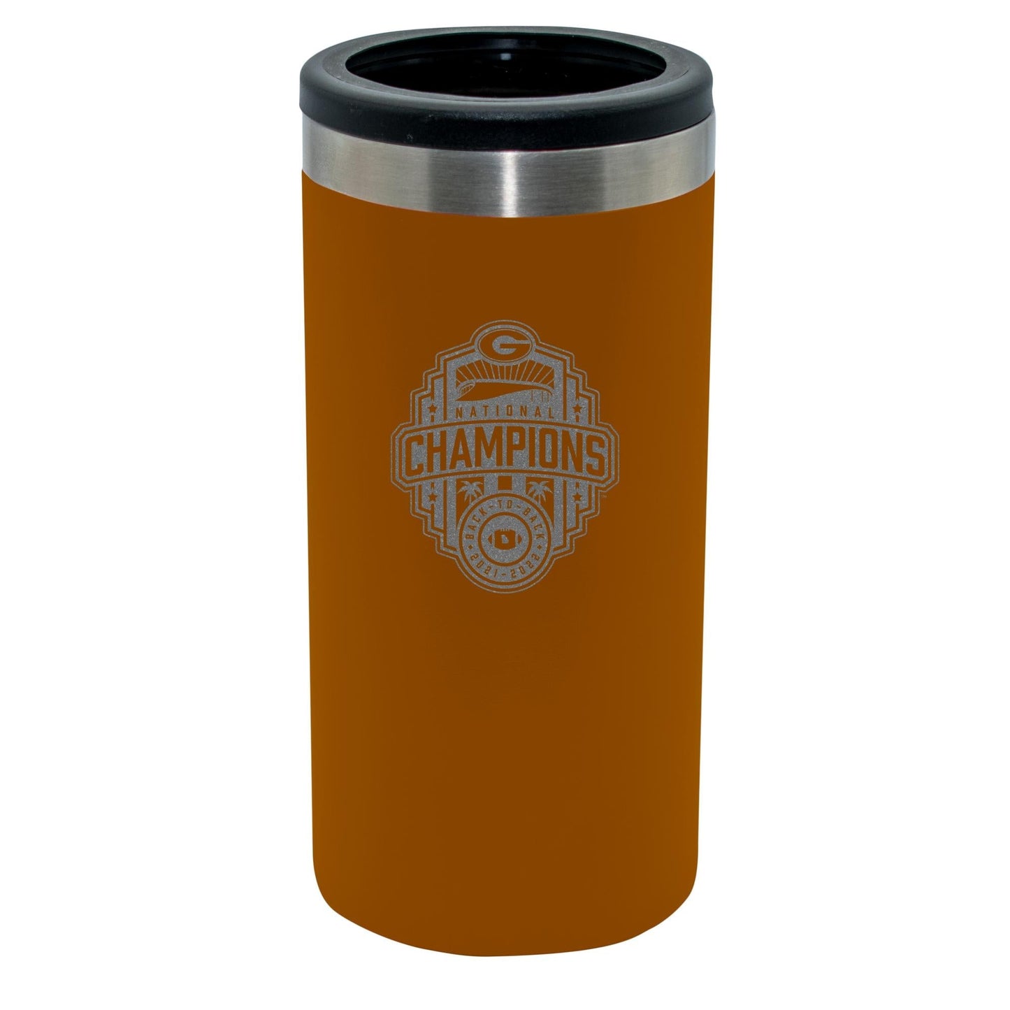 12oz Canyon Etched Stainless Steel Slim Can Holder | 2022 National Champion Georgia Bulldogs