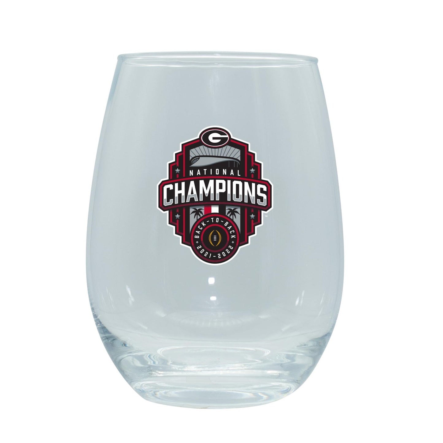 15oz Direct Print Stemless Wine Glass | 2022 National Champion Georgia Bulldogs
