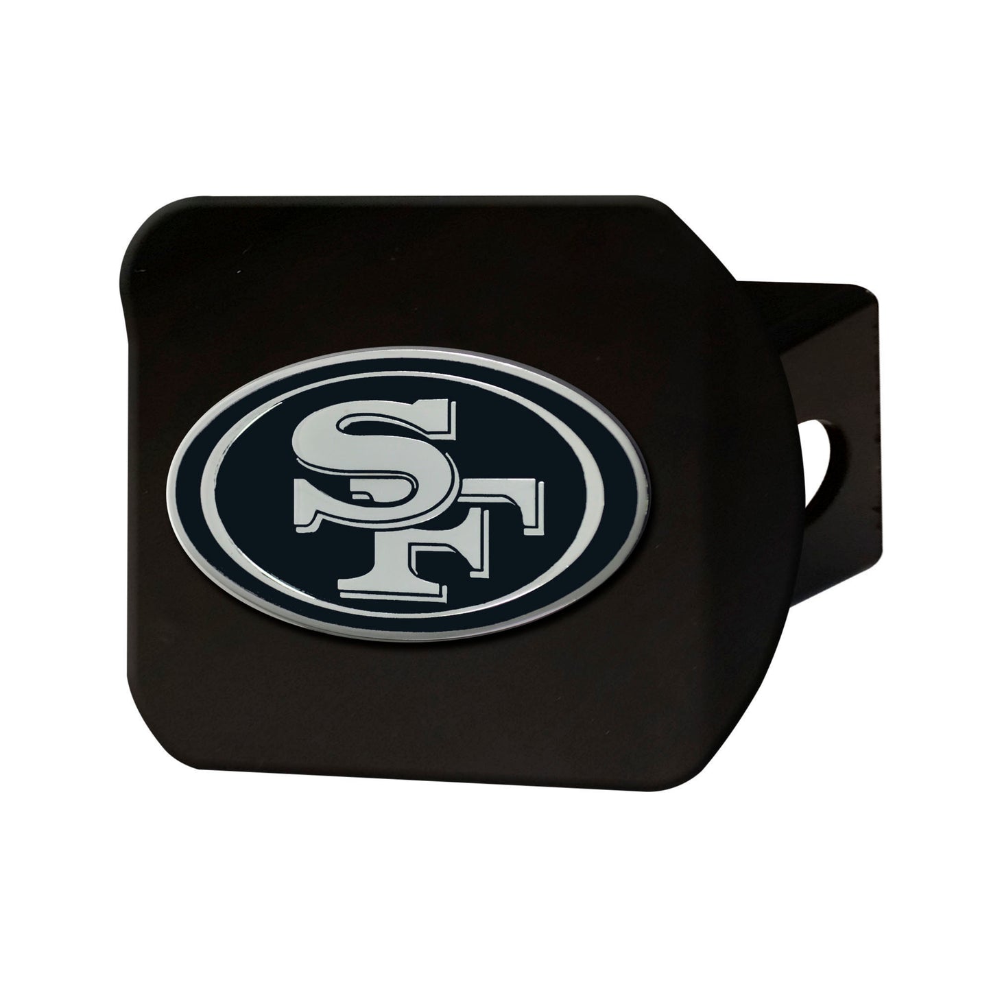 San Francisco 49ers Black Metal Hitch Cover with Metal Chrome 3D Emblem