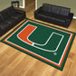 Miami Hurricanes 8ft. x 10 ft. Plush Area Rug - U Primary Logo