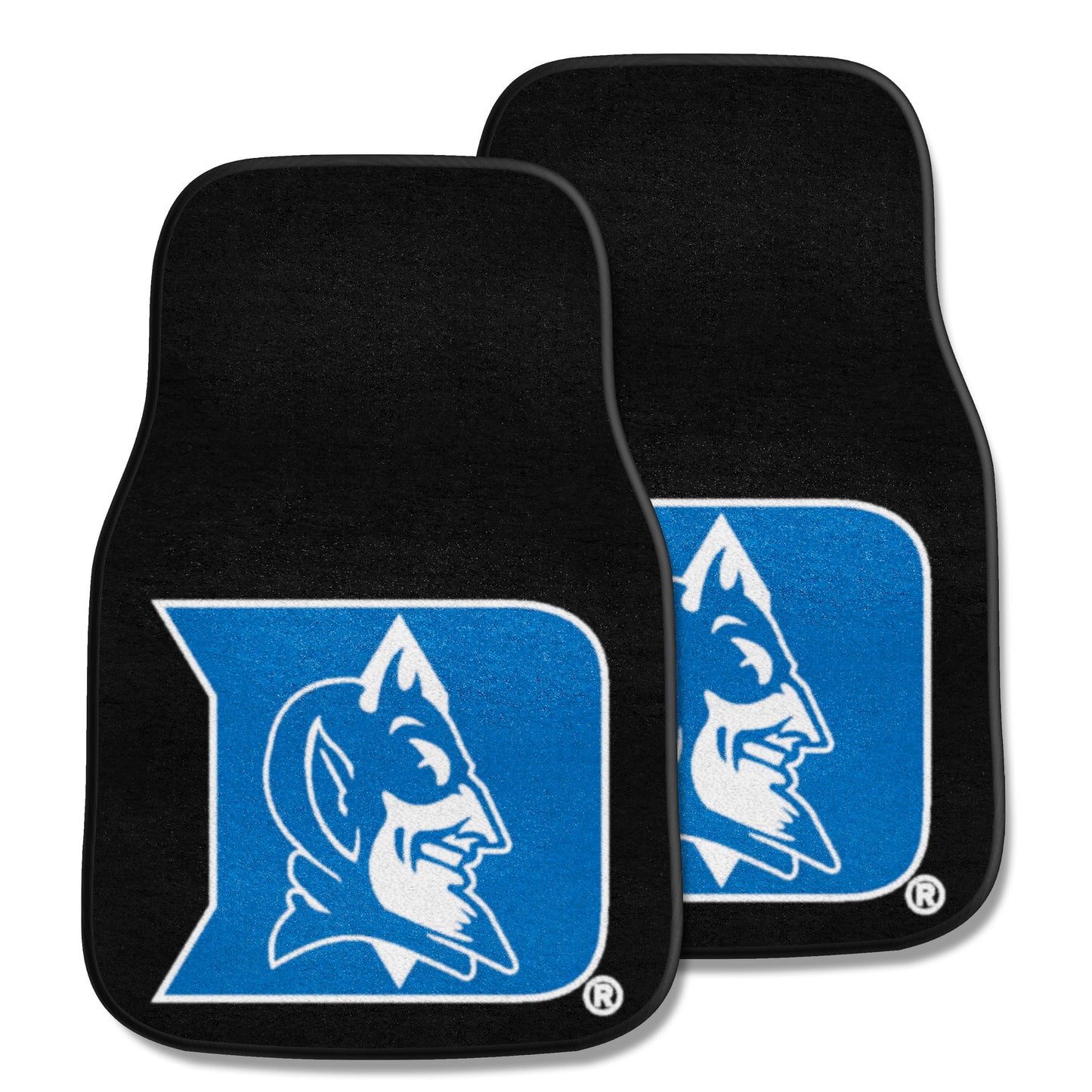 Duke Blue Devils Front Carpet Car Mat Set - 2 Pieces - "D & Devil" Logo