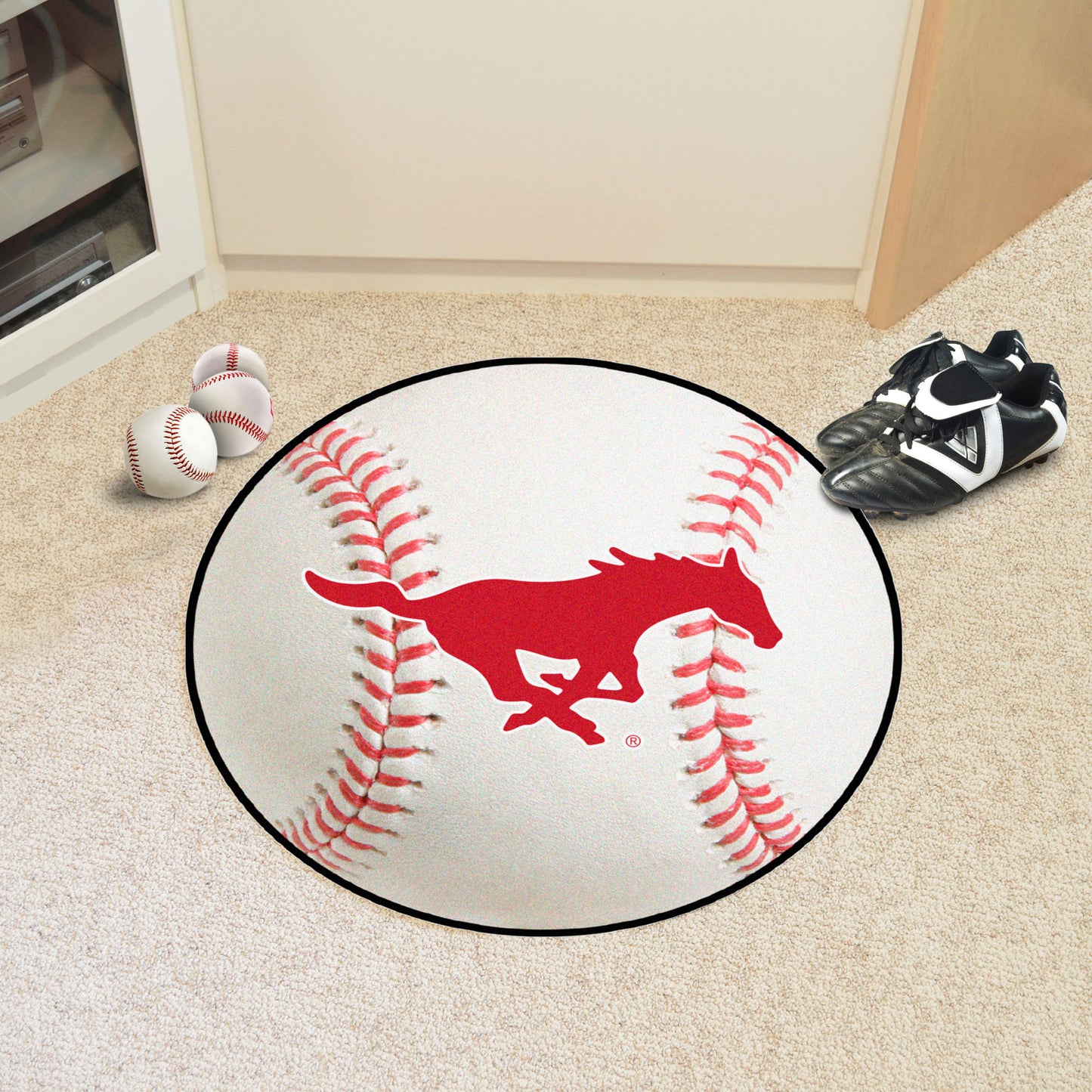 SMU Mustangs Baseball Rug - 27in. Diameter