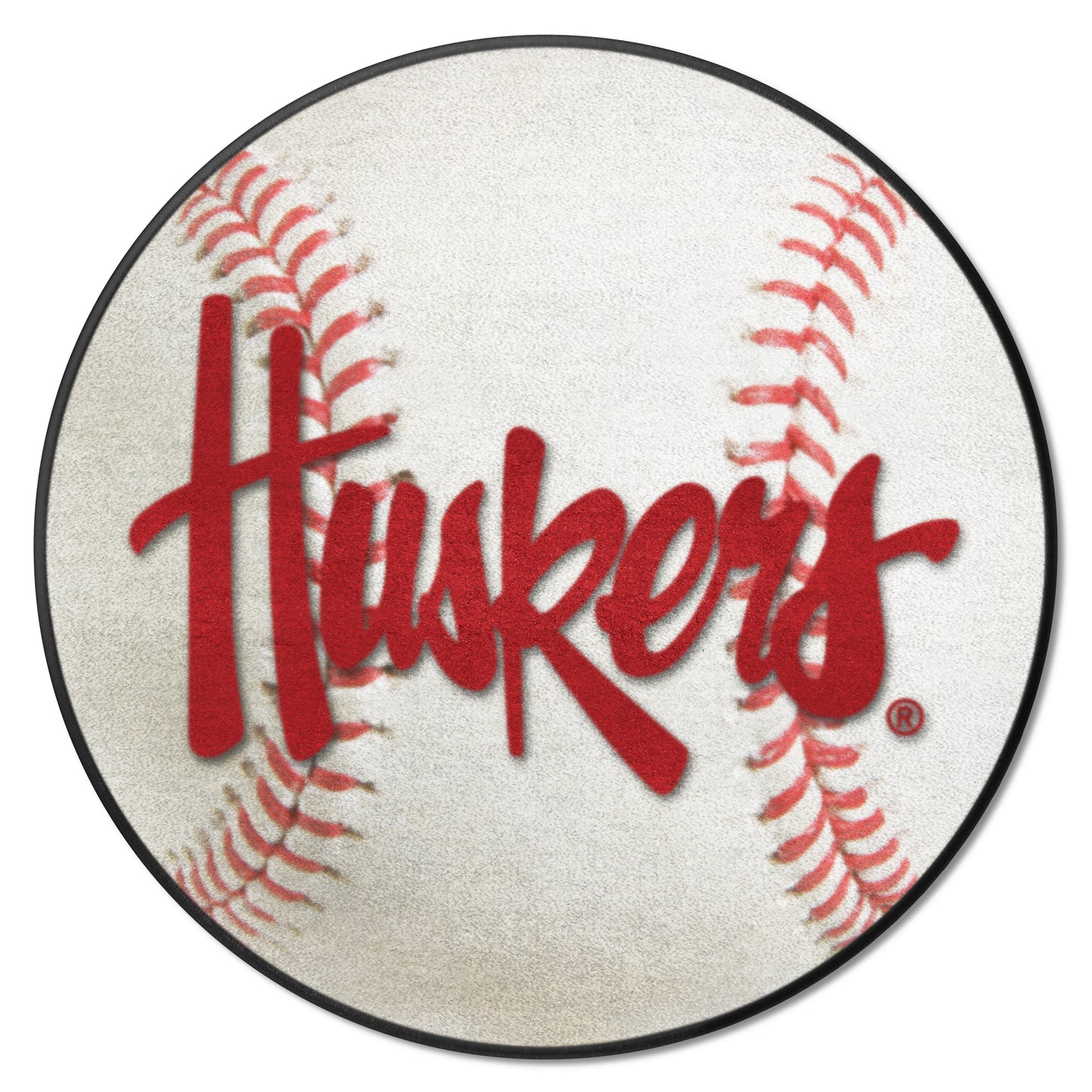 Nebraska Cornhuskers Baseball Rug - 27in. Diameter - "Huskers" Logo