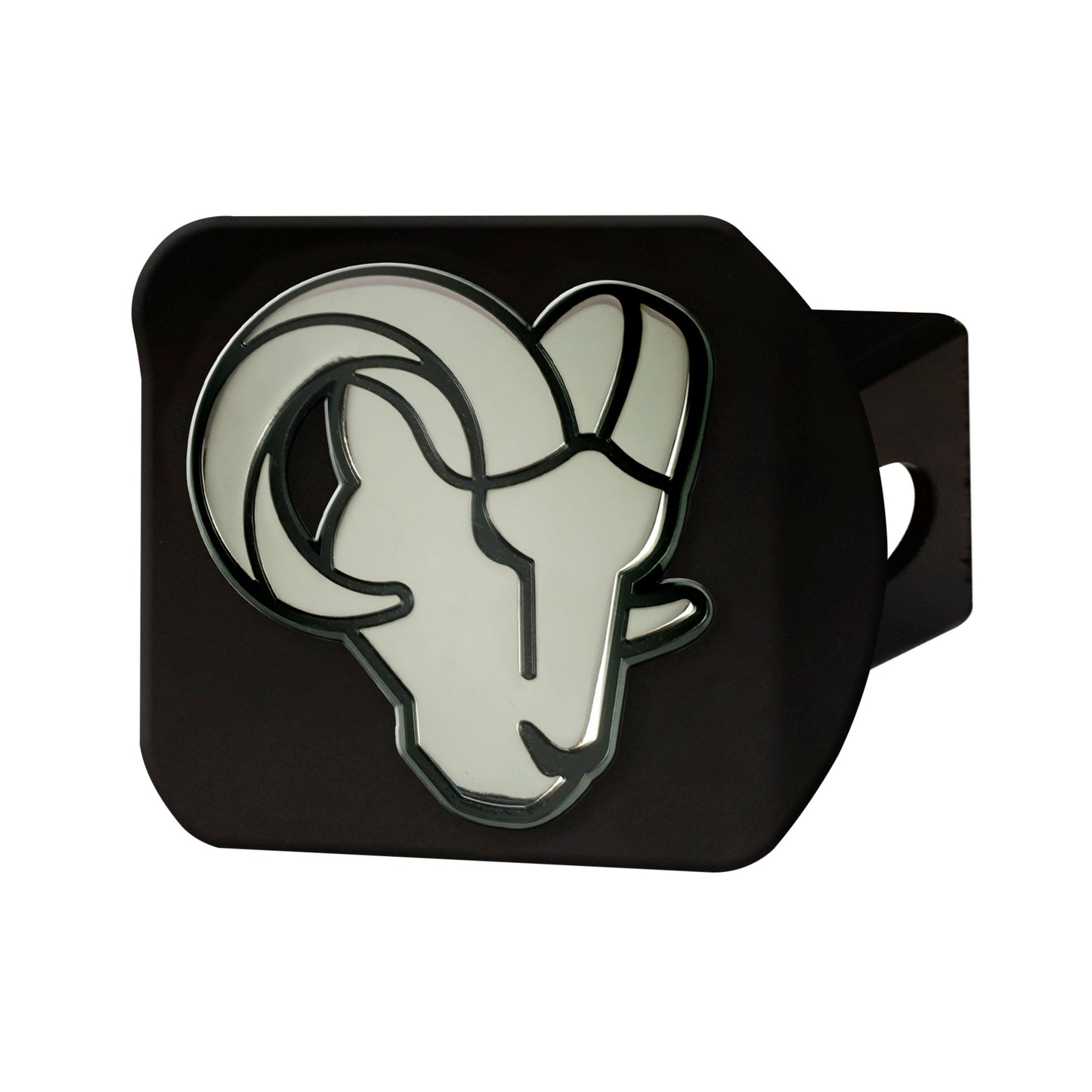 Los Angeles Rams Black Metal Hitch Cover with Metal Chrome 3D Emblem