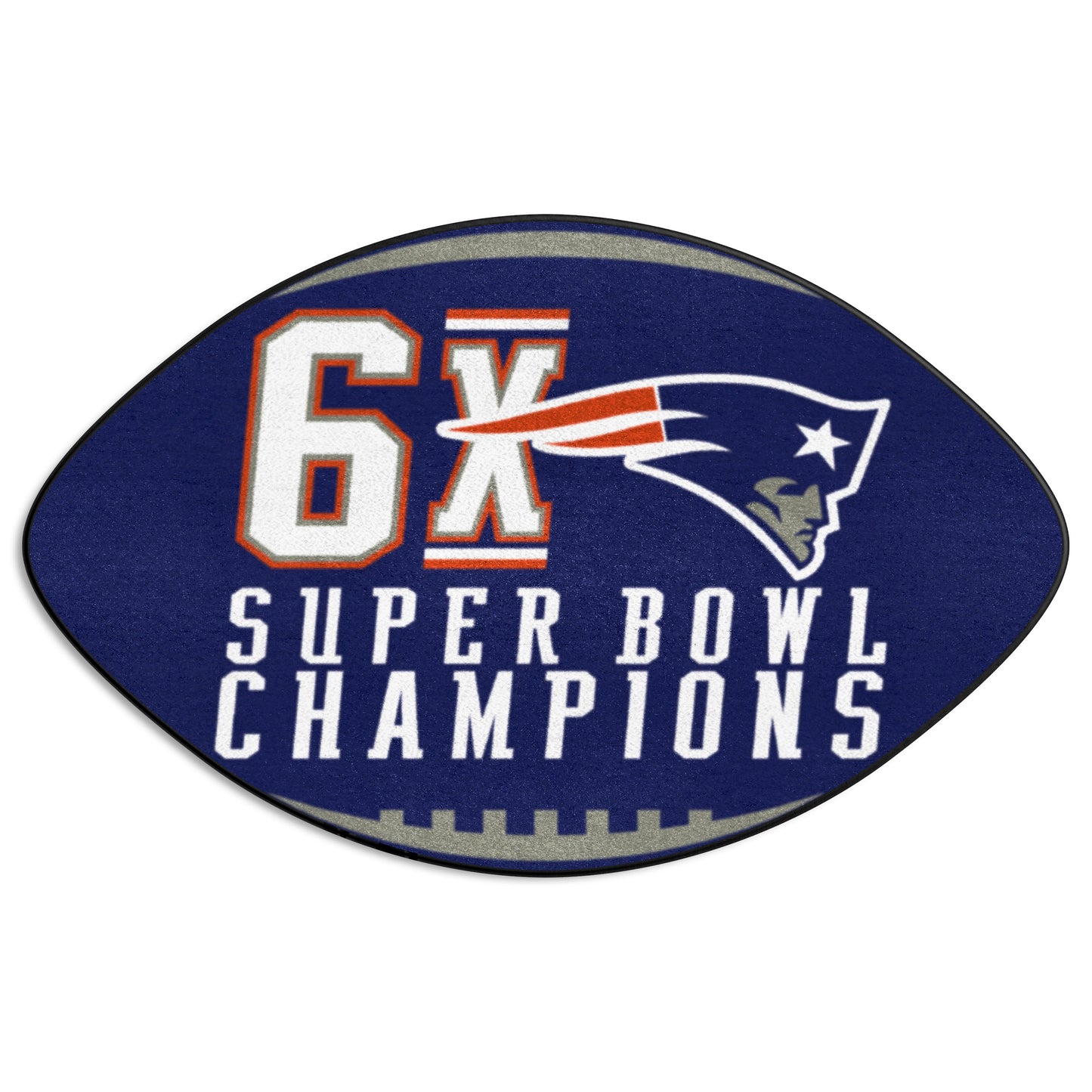New England Patriots Football Rug - 20.5in. x 32.5in. - '"6X Super Bowl Champions" Logo