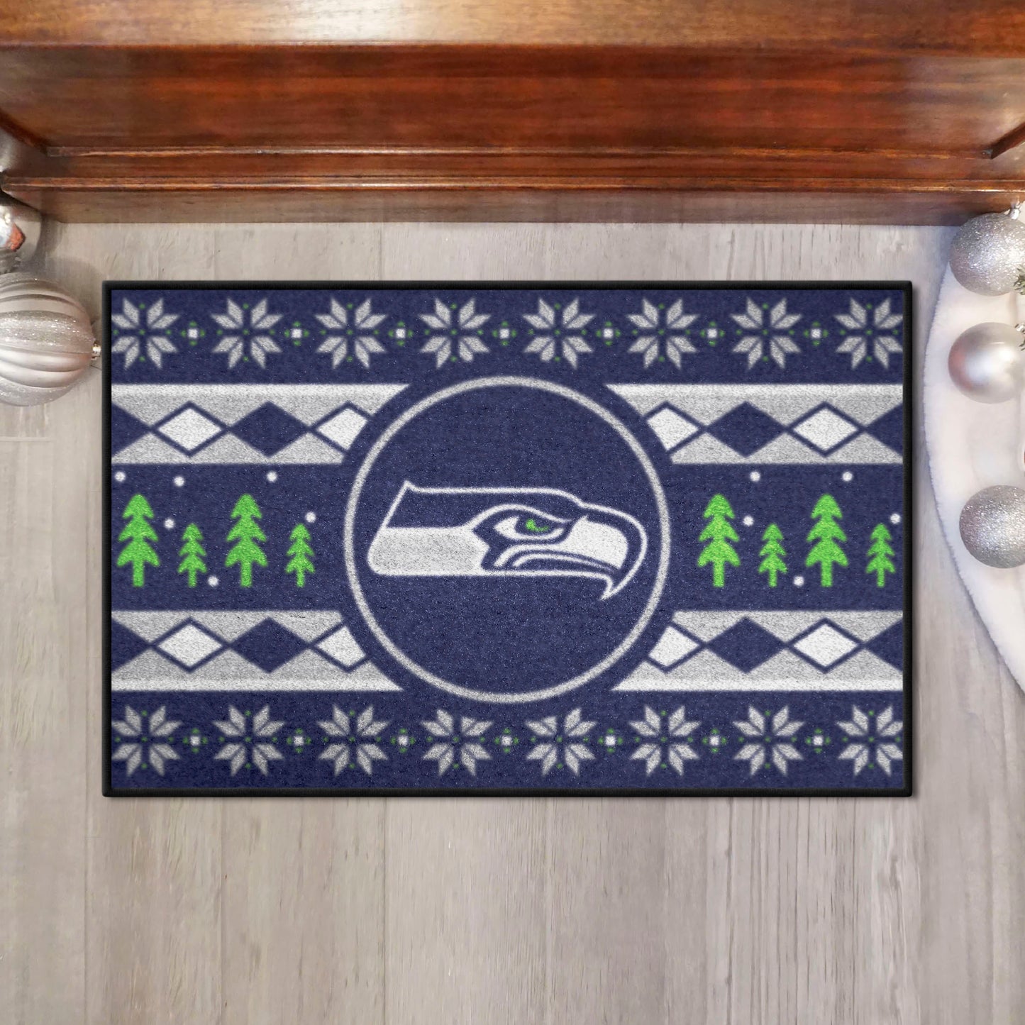 Seattle Seahawks Holiday Sweater Starter Mat Accent Rug - 19in. x 30in.