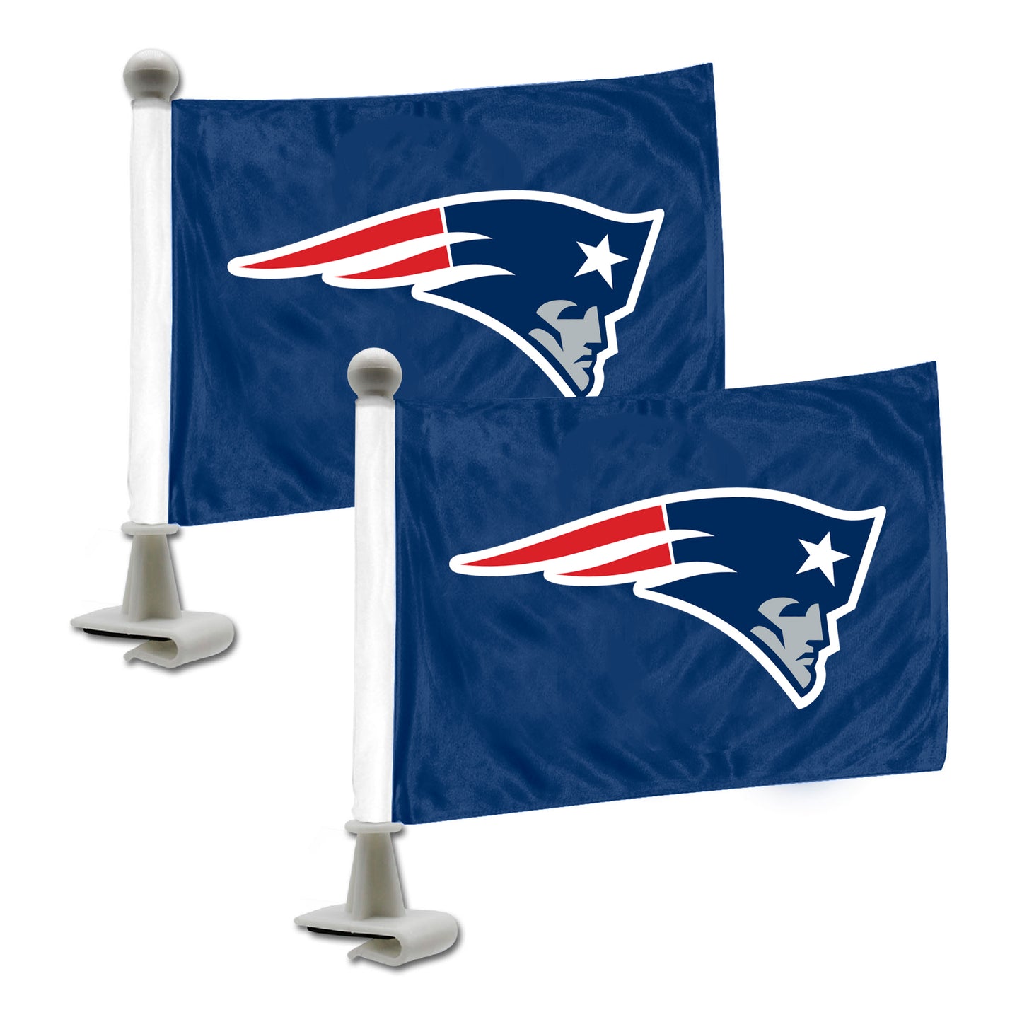 New England Patriots Ambassador Car Flags - 2 Pack Mini Auto Flags, 4in X 6in