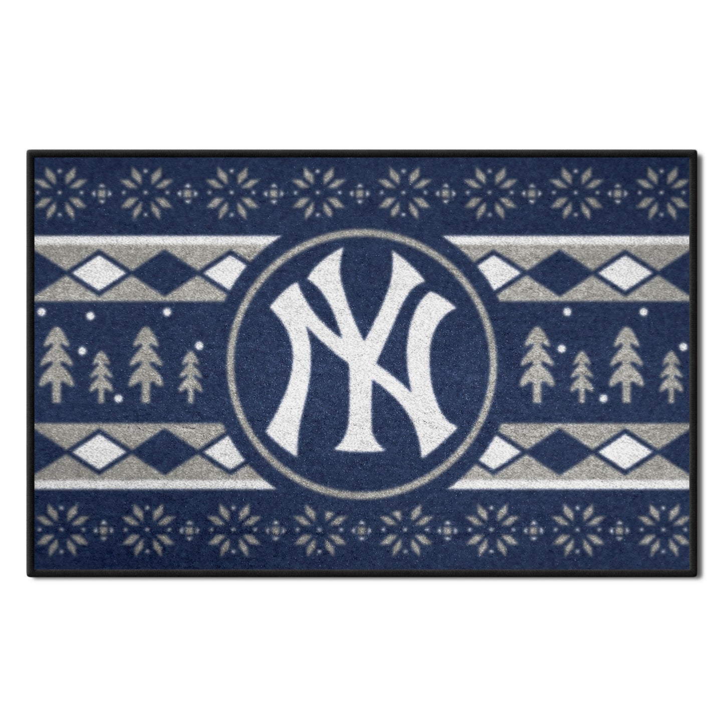 New York Yankees Holiday Sweater Starter Mat Accent Rug - 19in. x 30in. - NY Hat Logo