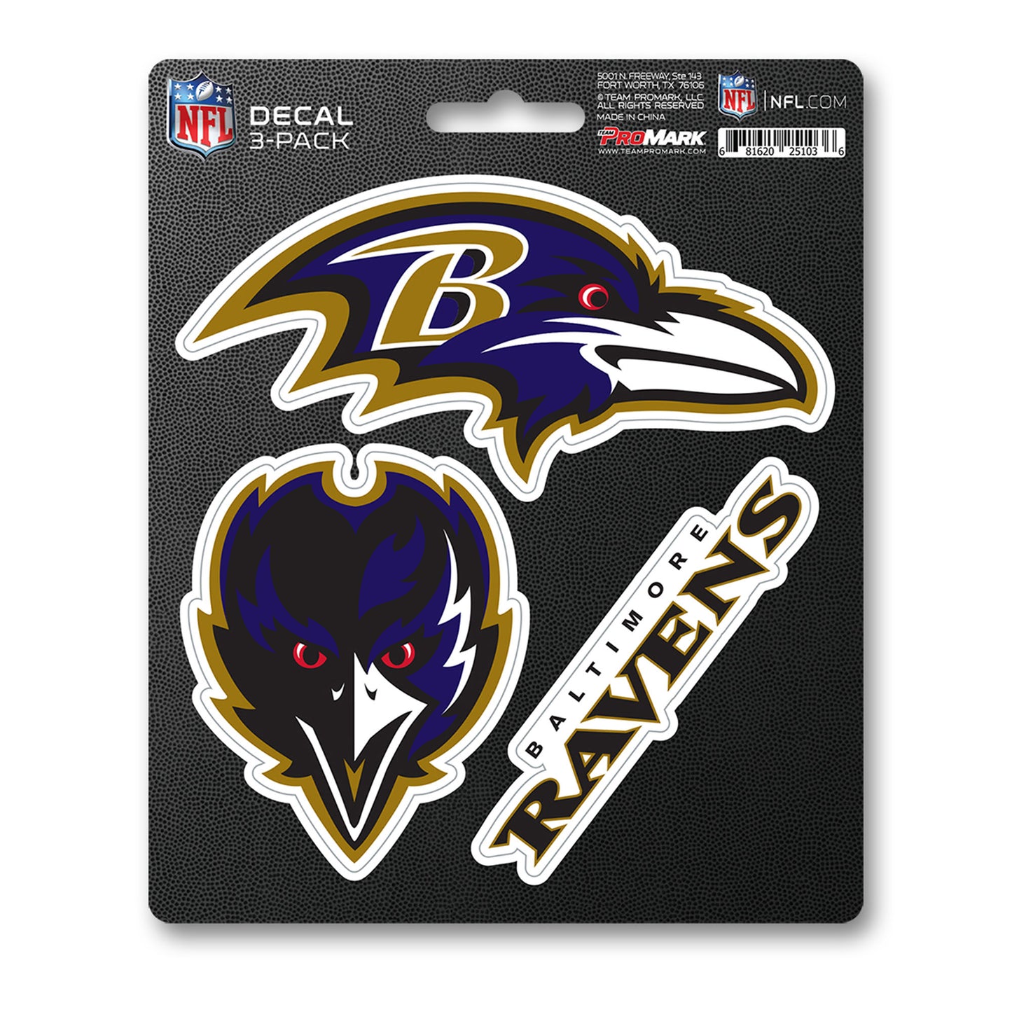 Baltimore Ravens 3 Piece Decal Sticker Set