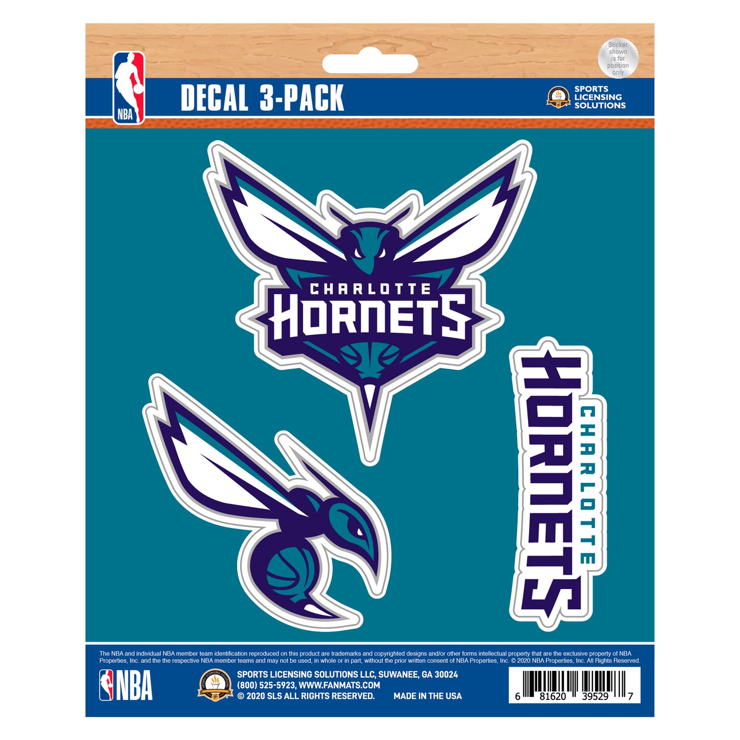 Charlotte Hornets 3 Piece Decal Sticker Set