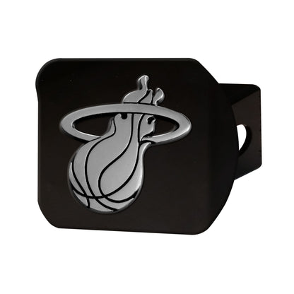 Miami Heat Black Metal Hitch Cover with Metal Chrome 3D Emblem