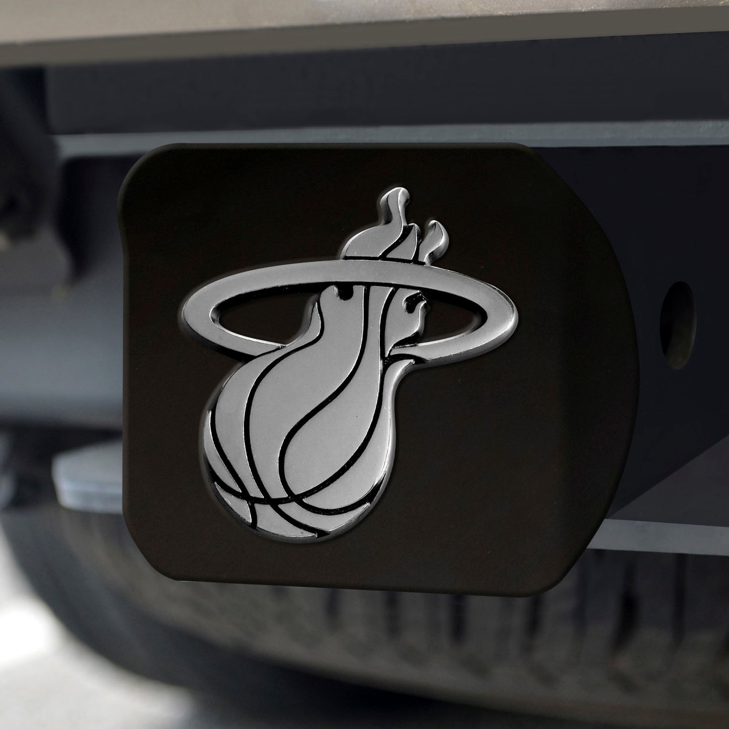 Miami Heat Black Metal Hitch Cover with Metal Chrome 3D Emblem