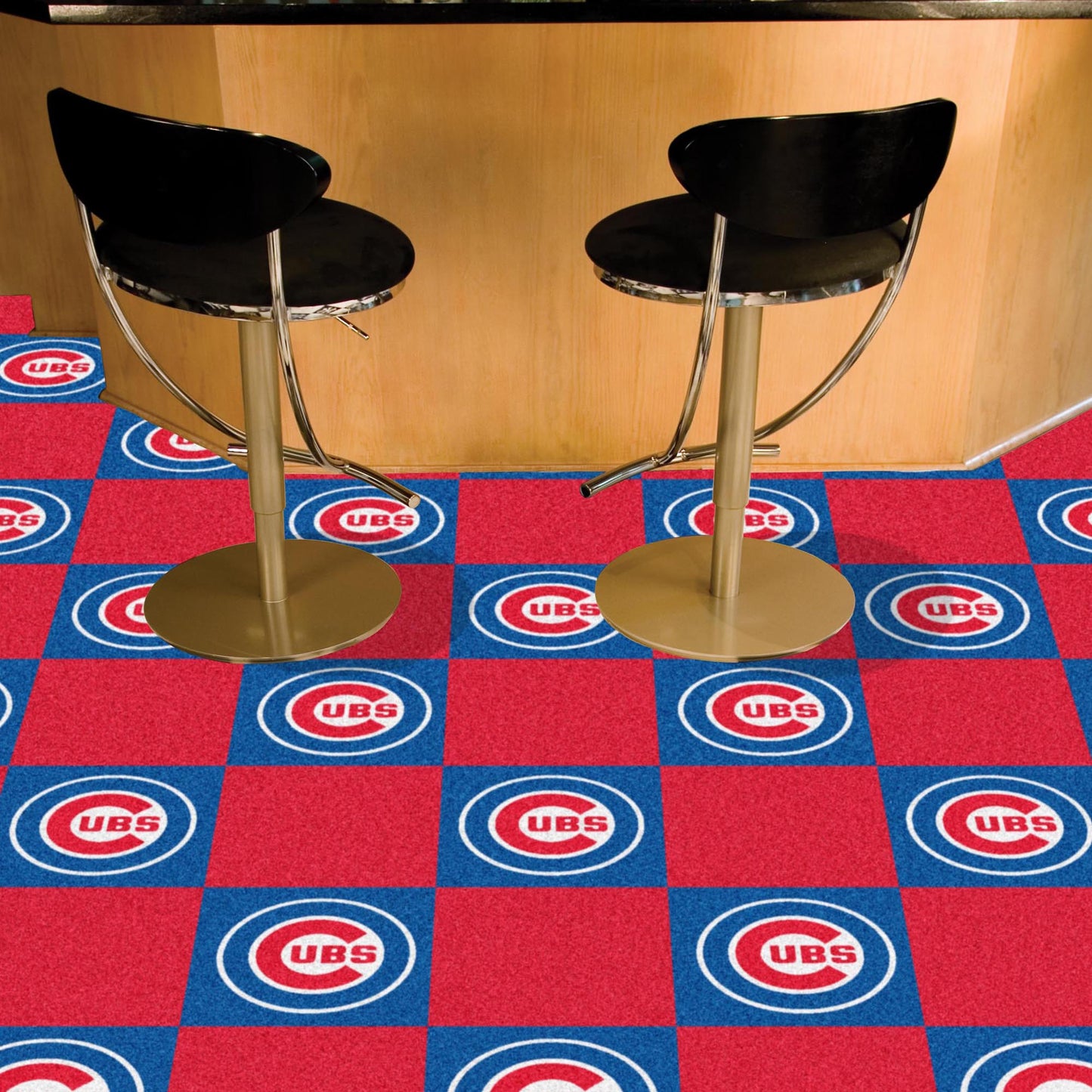 Chicago Cubs Team Carpet Tiles - 45 Sq Ft. - "Circular Cubs" Primary Logo