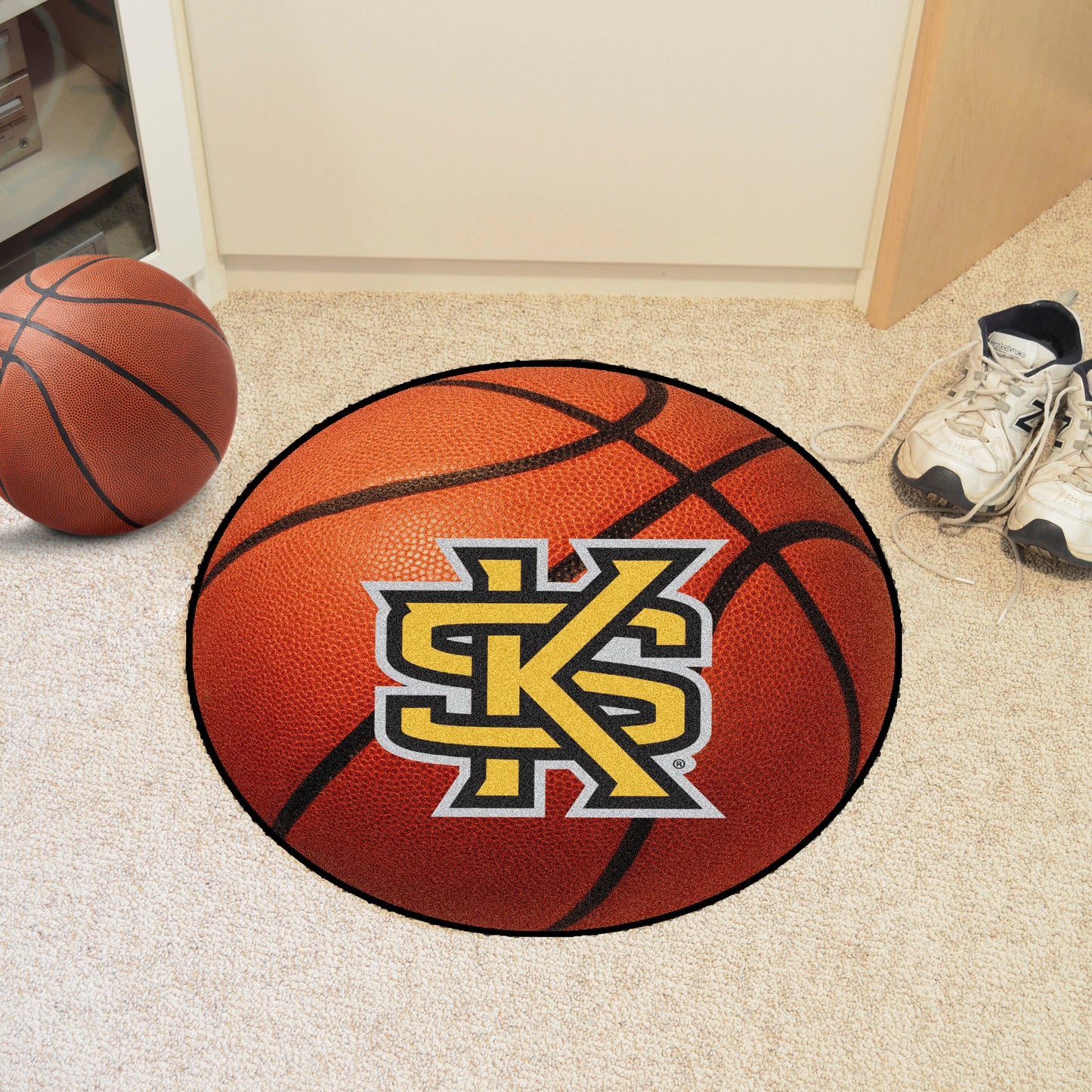 Kennesaw State Owls Basketball Rug - 27in. Diameter - "Interlocked KS" Logo