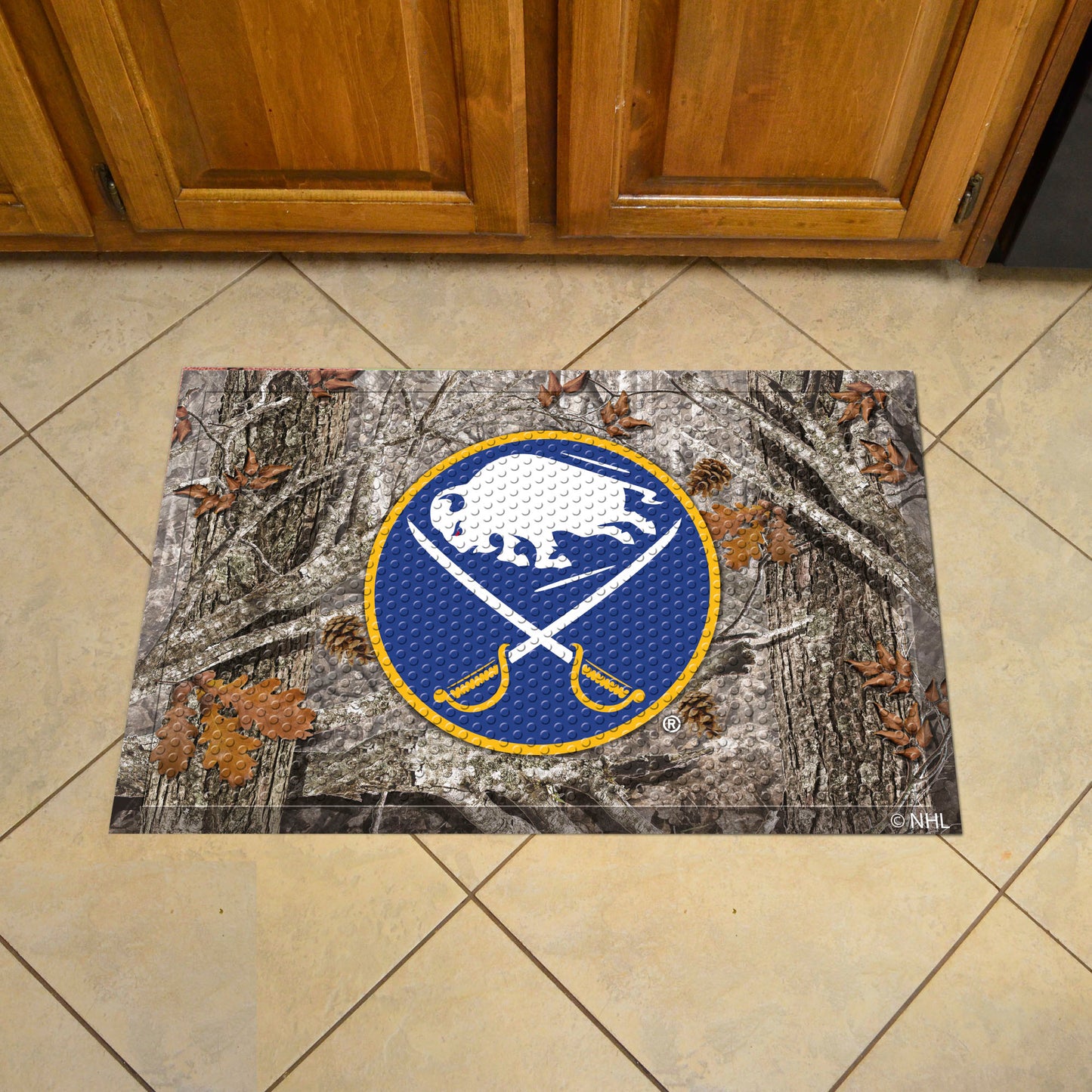 Buffalo Sabres Rubber Scraper Door Mat, Camo Color