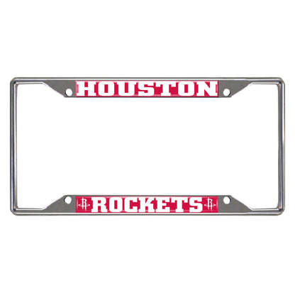 Houston Rockets Chrome Metal License Plate Frame, 6.25in x 12.25in