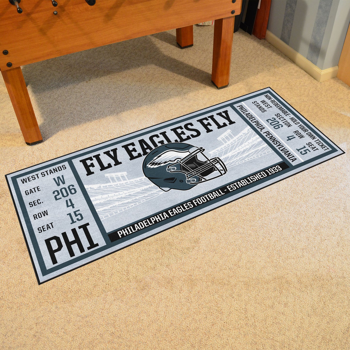 Philadelphia Eagles Ticket Runner Rug - 30in. x 72in.