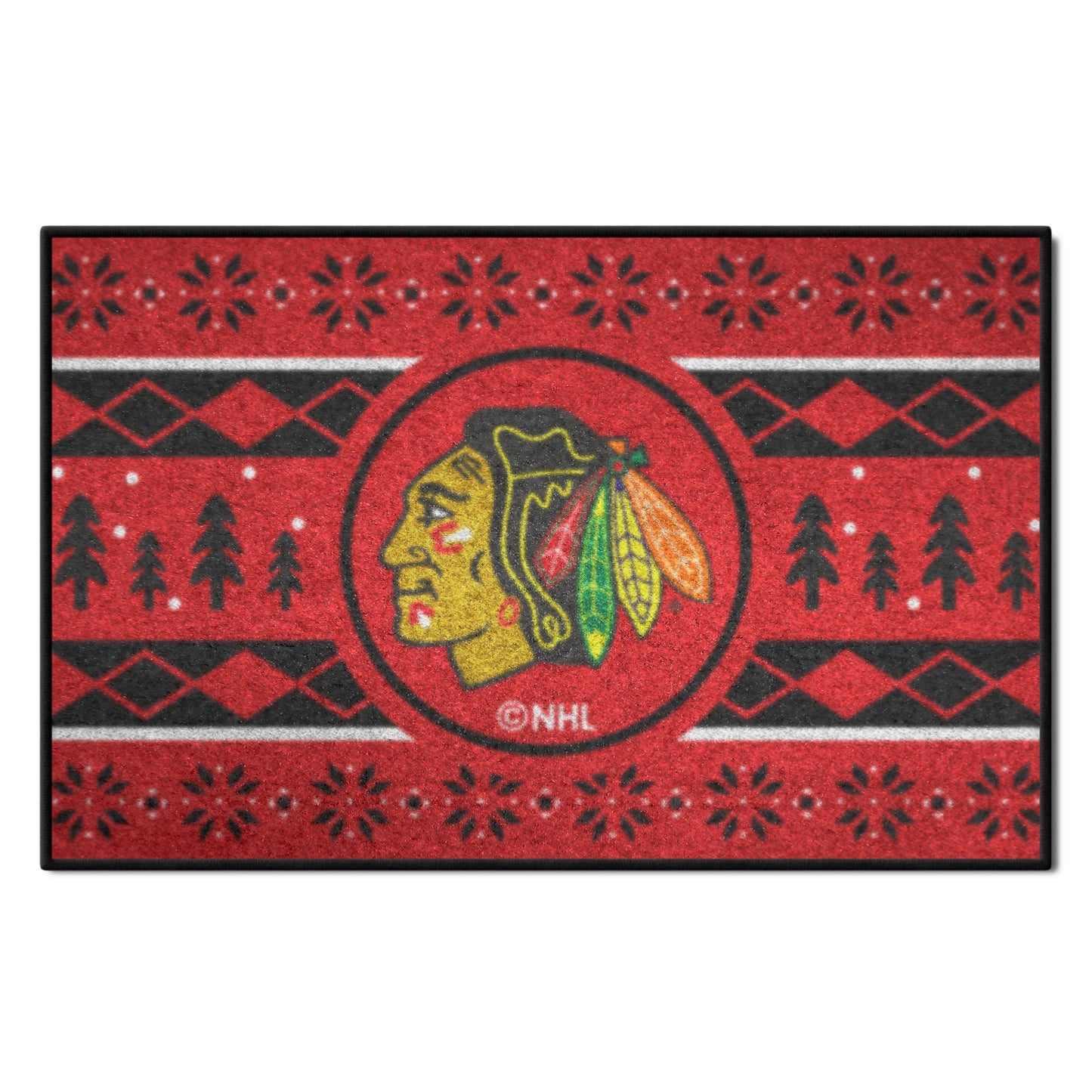 Chicago Blackhawks Holiday Sweater Starter Mat Accent Rug - 19in. x 30in.