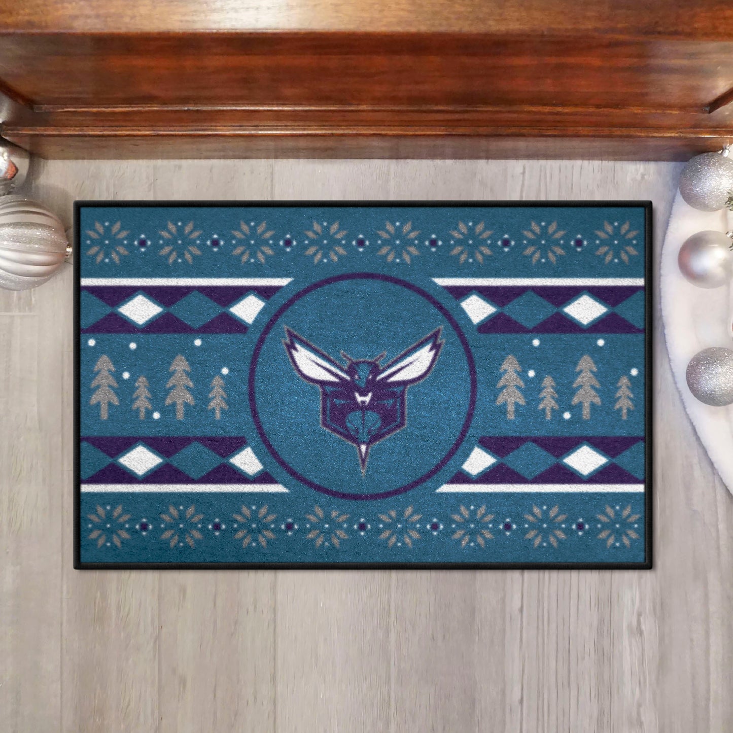 Charlotte Hornets Holiday Sweater Starter Mat Accent Rug - 19in. x 30in.