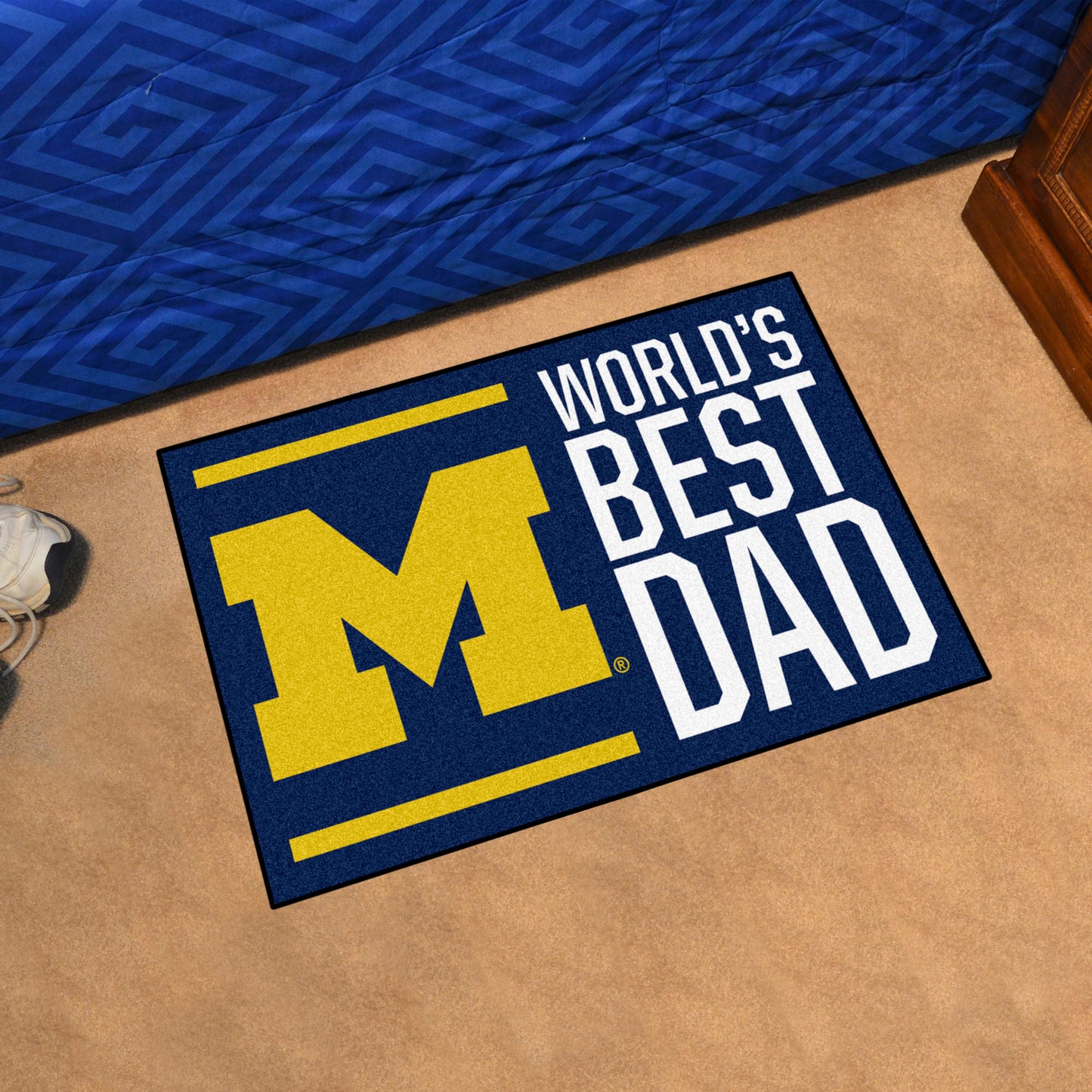 Michigan Wolverines Starter Mat Accent Rug - 19in. x 30in. World's Best Dad Starter Mat