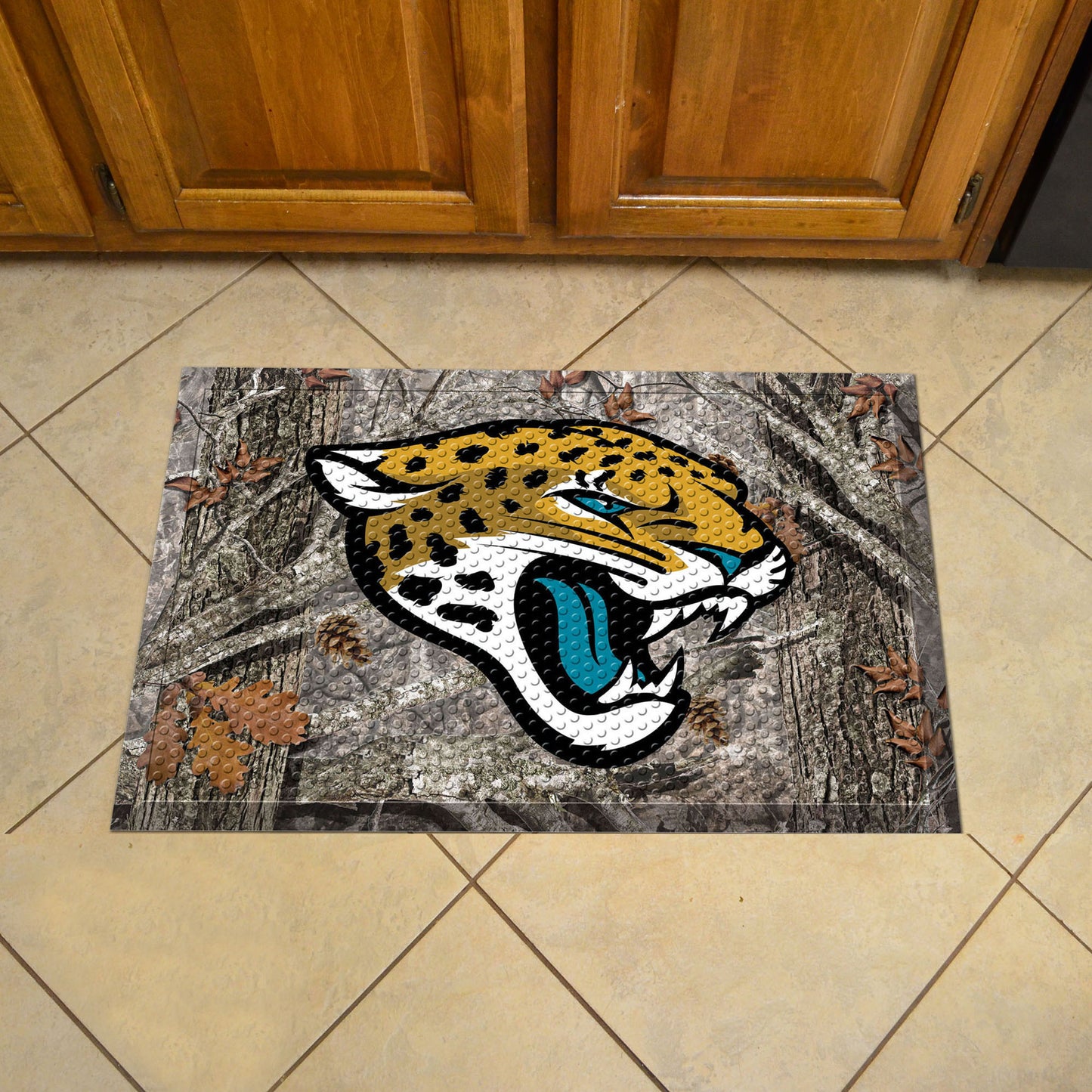 Jacksonville Jaguars Rubber Scraper Door Mat, Camo Color