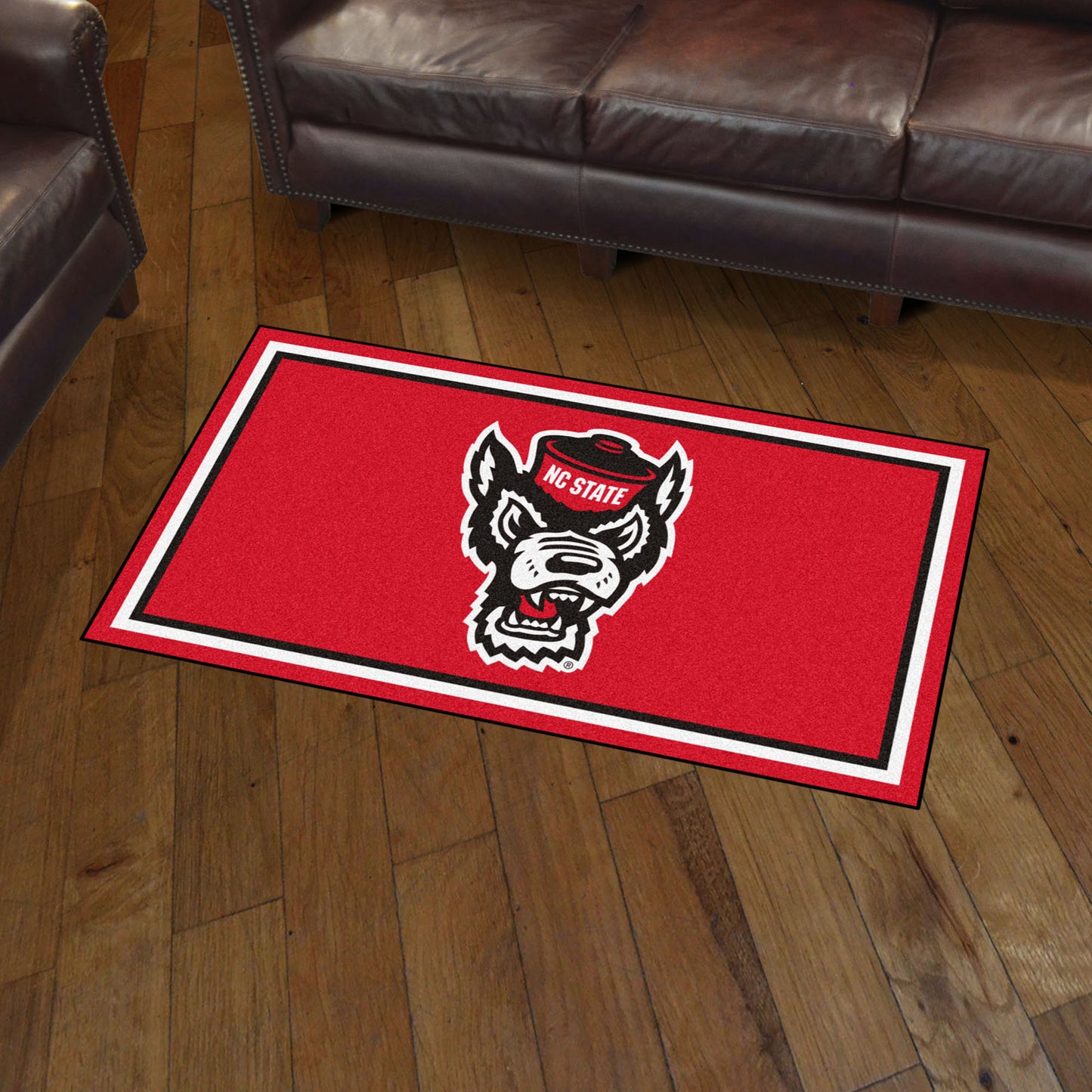 NC State Wolfpack 3ft. x 5ft. Plush Area Rug - Wolf Head Primary Logo, Black