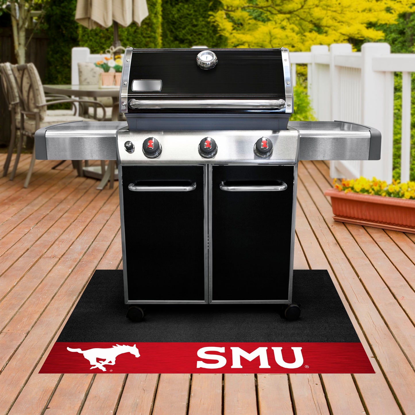 SMU Mustangs Vinyl Grill Mat - 26in. x 42in.