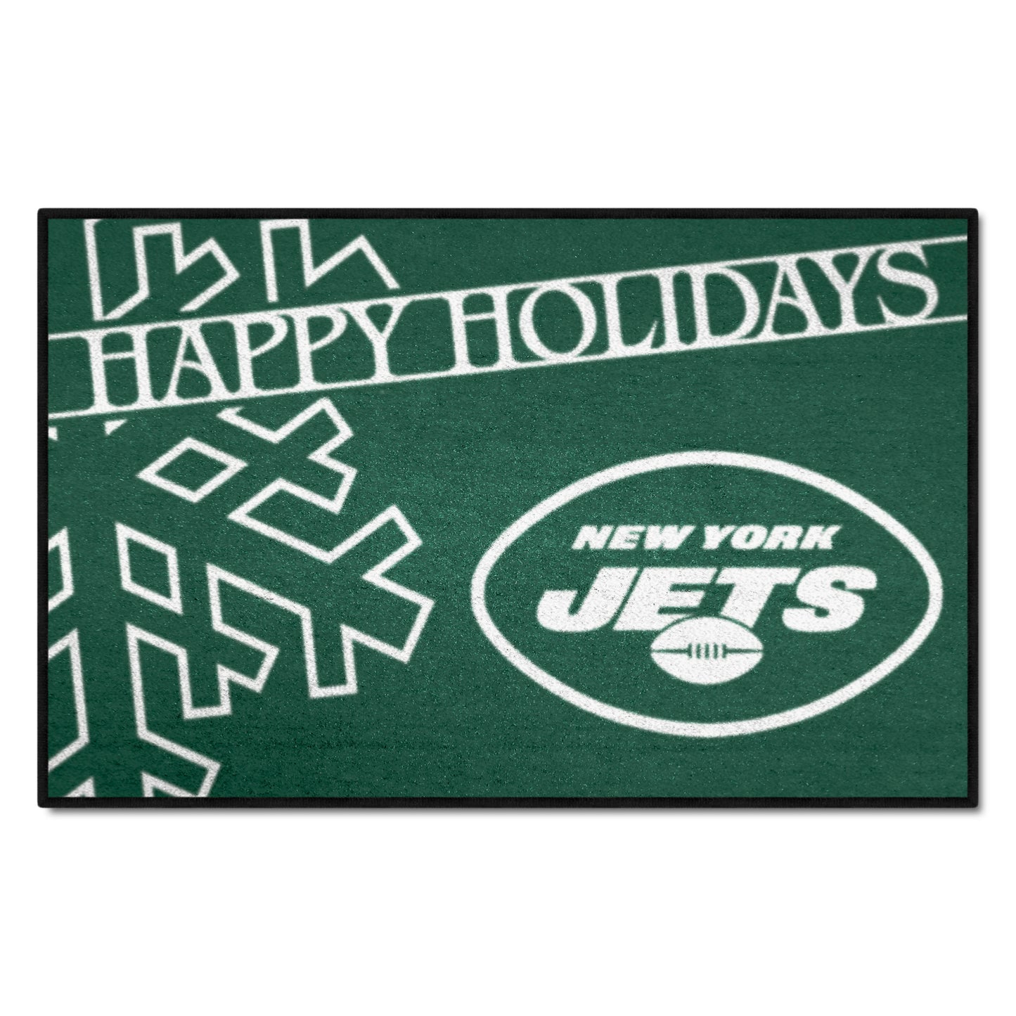 New York Jets Starter Mat Accent Rug - 19in. x 30in. Happy Holidays Starter Mat