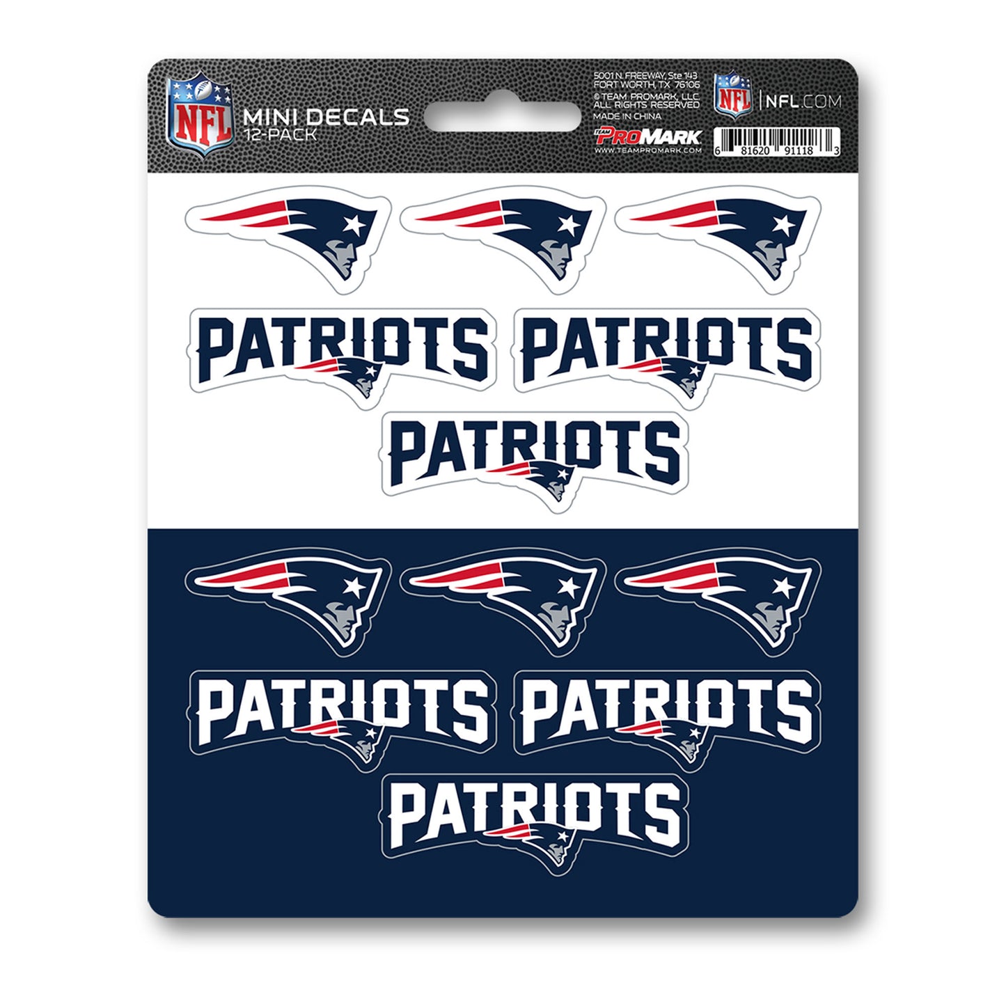 New England Patriots 12 Count Mini Decal Sticker Pack