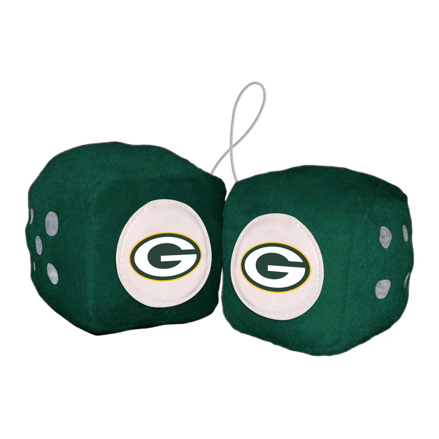 Green Bay Packers Team Color Fuzzy Dice Décor 3" Set