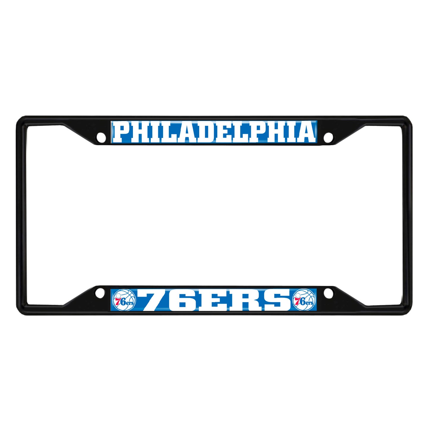 Philadelphia 76ers Metal License Plate Frame Black Finish