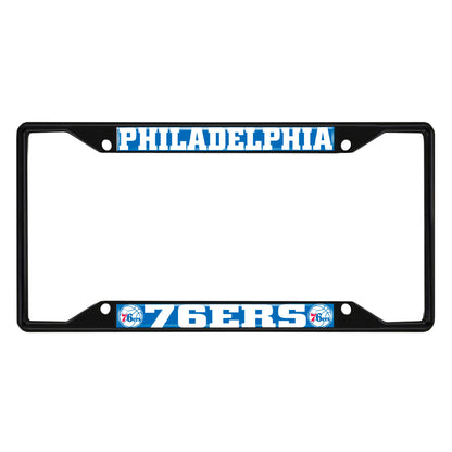 Philadelphia 76ers Metal License Plate Frame Black Finish