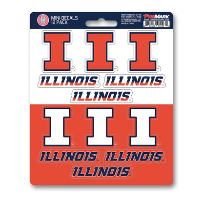 Illinois Illini 12 Count Mini Decal Sticker Pack