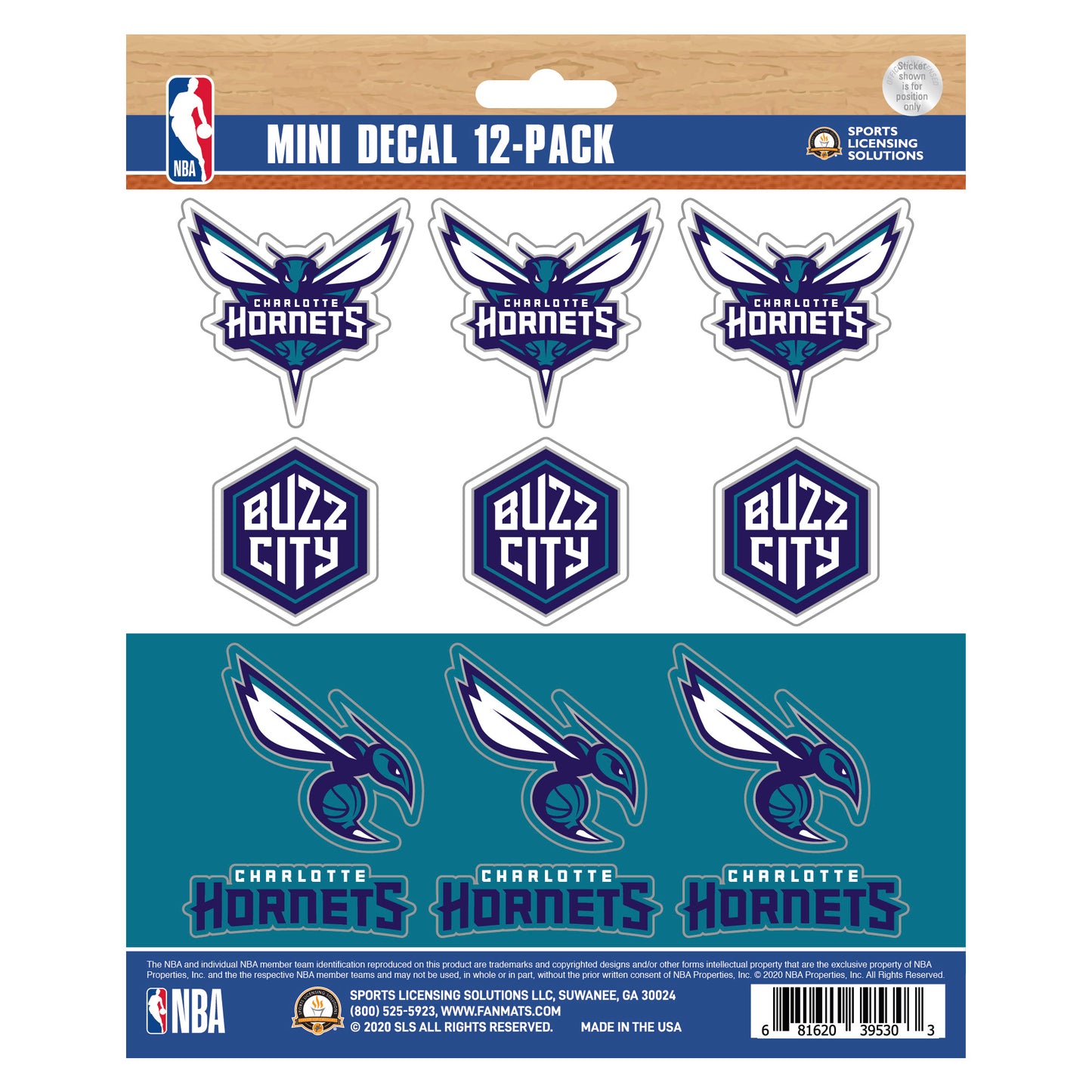 Charlotte Hornets 12 Count Mini Decal Sticker Pack