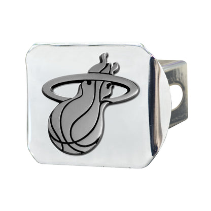 Miami Heat Chrome Metal Hitch Cover with Chrome Metal 3D Emblem