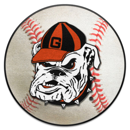 Georgia Bulldogs Baseball Rug - 27in. Diameter - "Bulldog" Logo, White