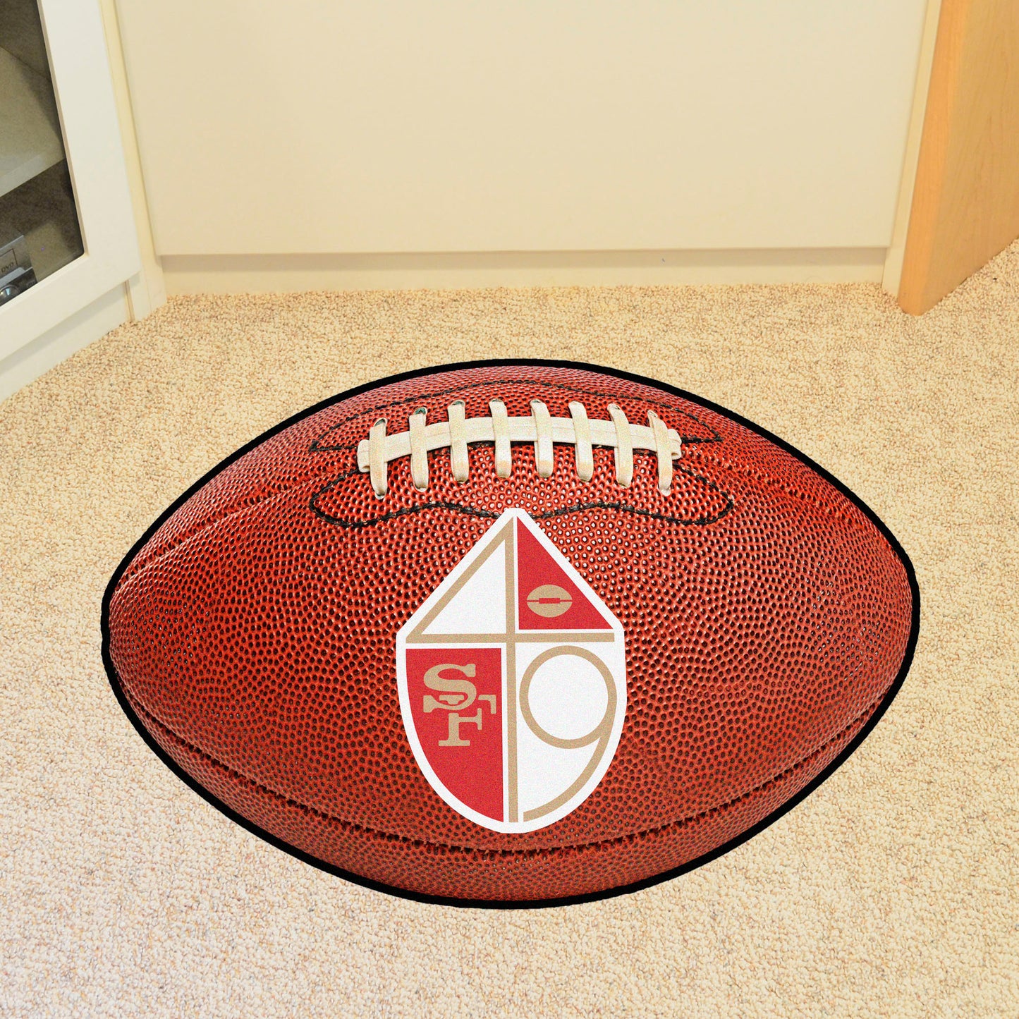 San Francisco 49ers Football Rug - 20.5in. x 32.5in. NFL Retro Logo, 49ers Shield Logo