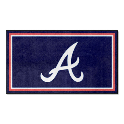 Atlanta Braves 3ft. x 5ft. Plush Area Rug - Navy, "Script A" Logo