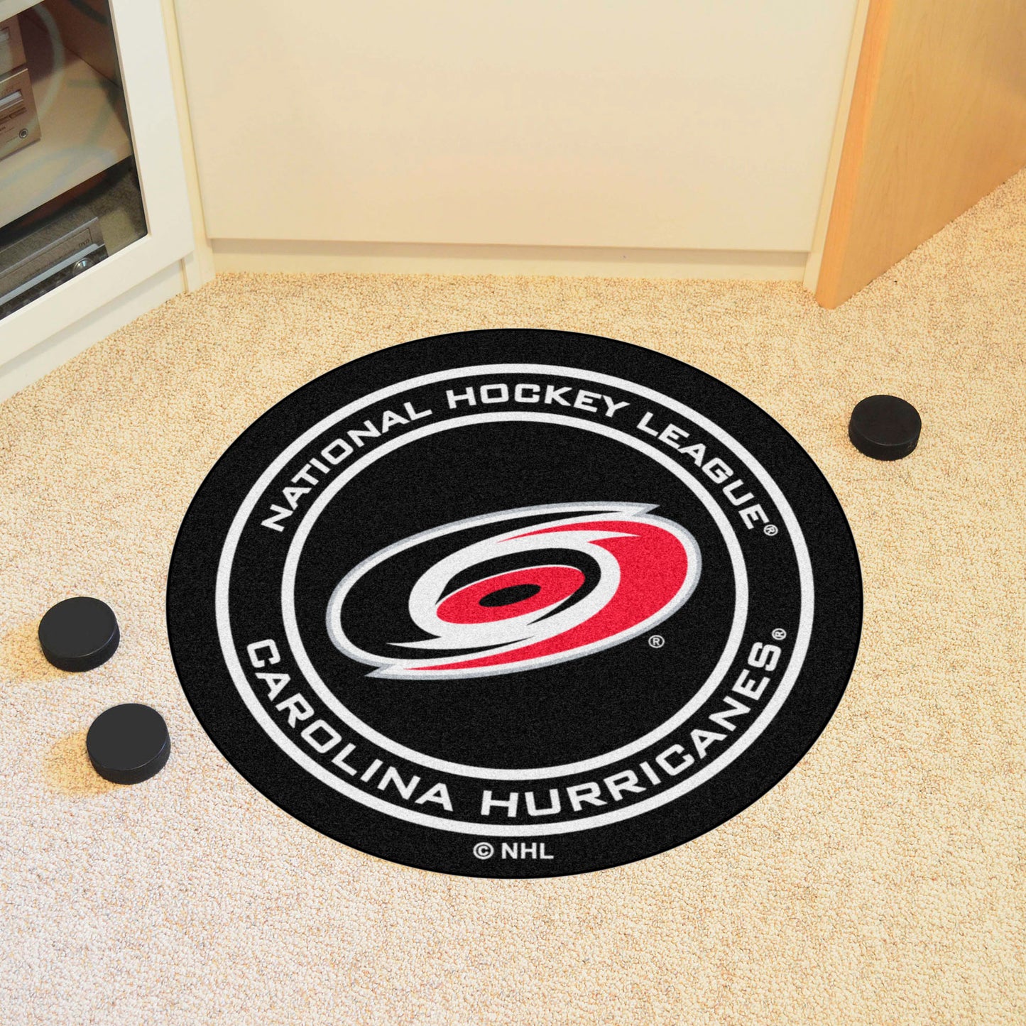 Carolina Hurricanes Hockey Puck Rug - 27in. Diameter