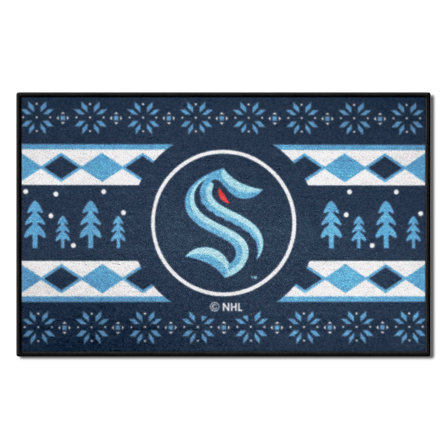 Seattle Kraken Holiday Sweater Starter Mat Accent Rug - 19in. x 30in.