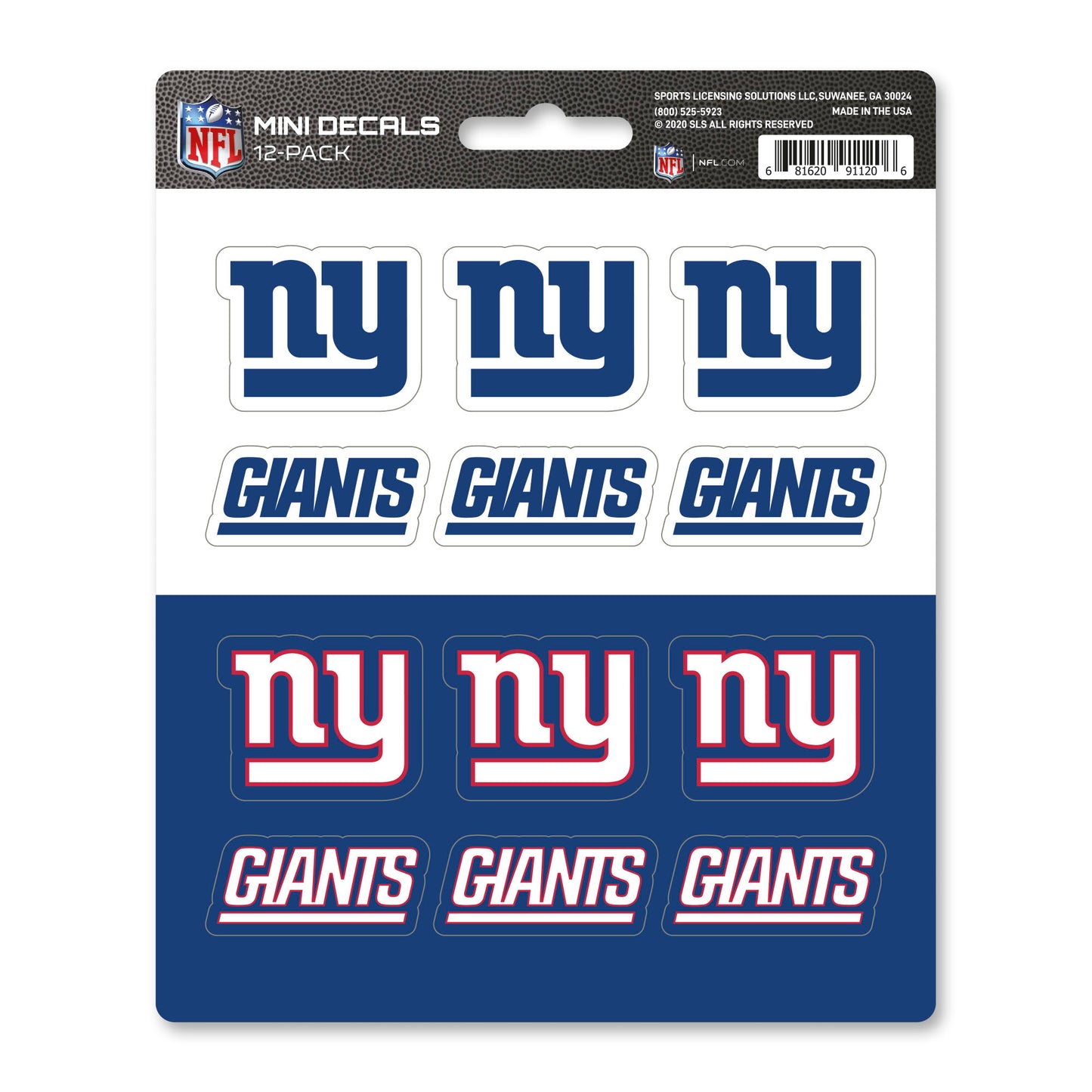New York Giants 12 Count Mini Decal Sticker Pack
